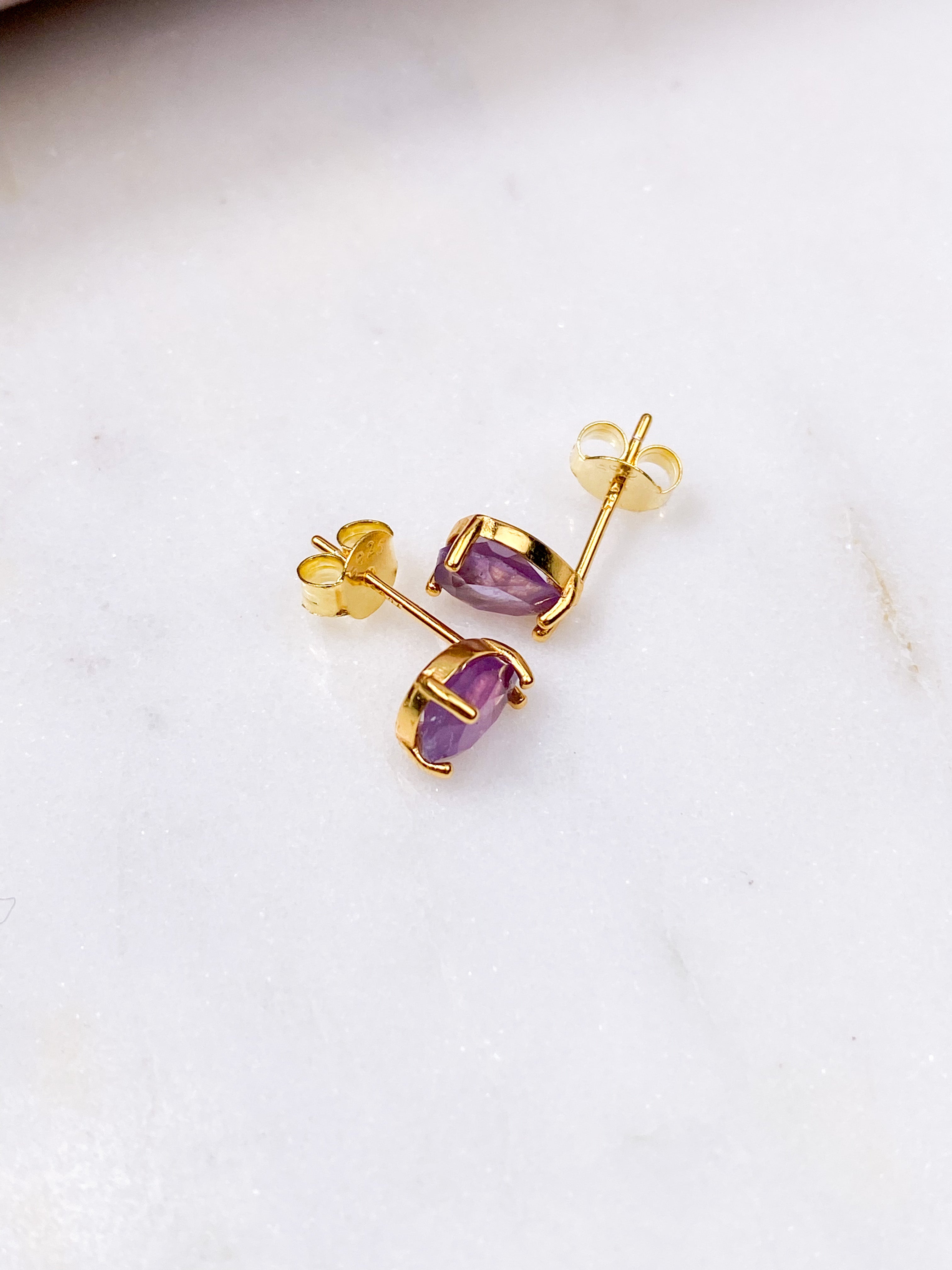 Akvamarin - Petite Heart - Guld