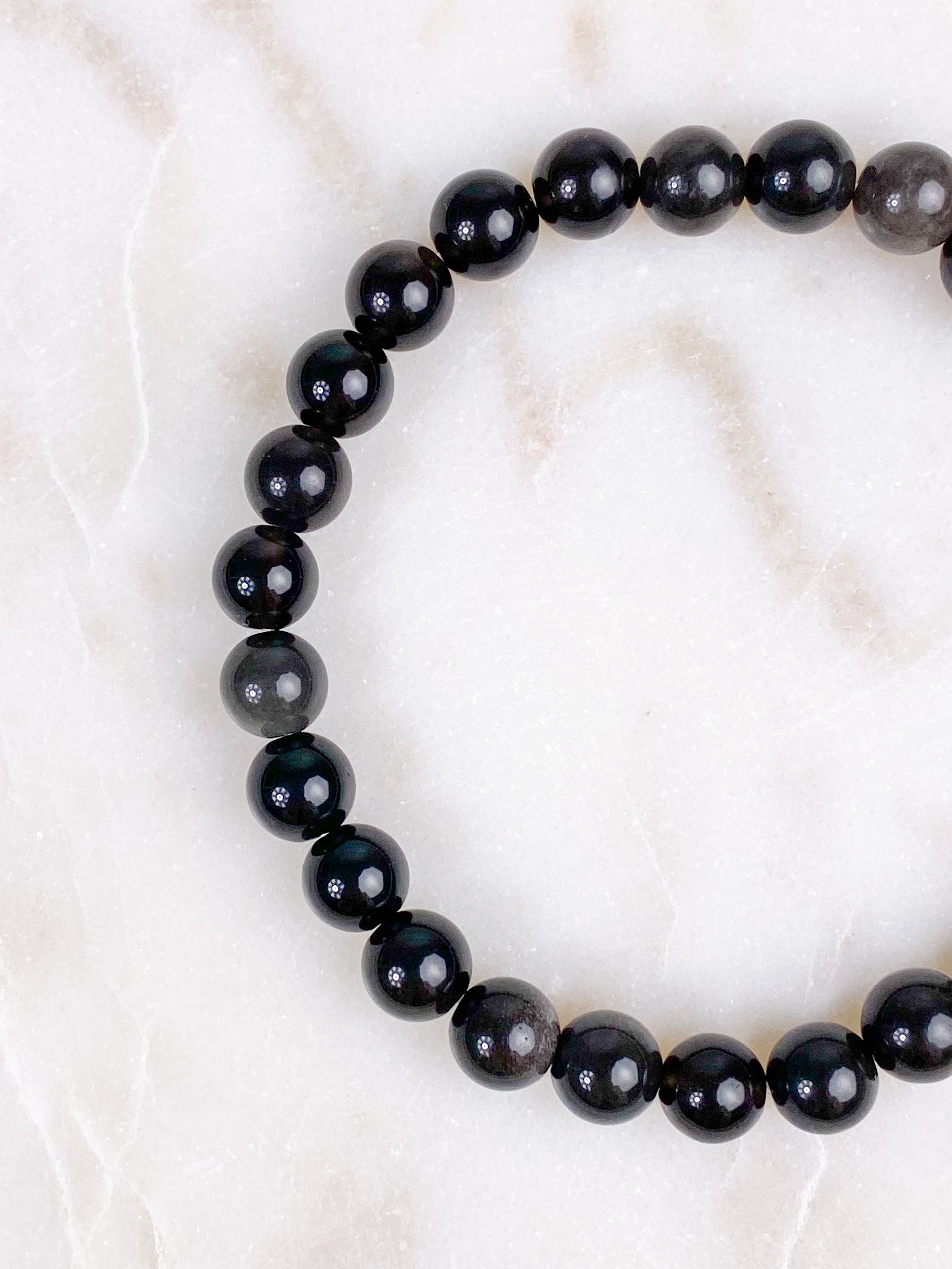 Sølv Obsidian Armbånd (Herre)