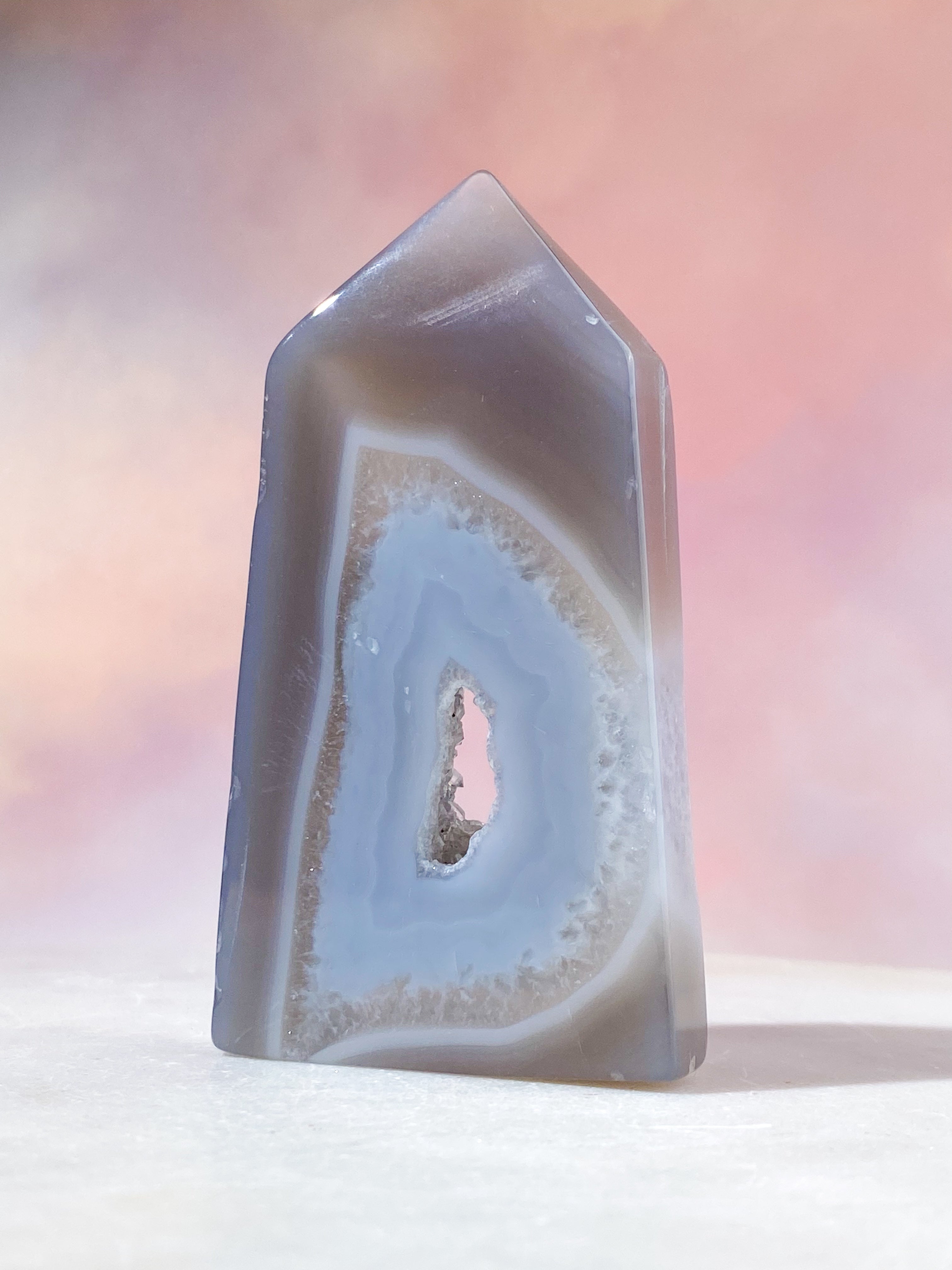 Druzy Agat Poleret Tårn (Nr. 6)
