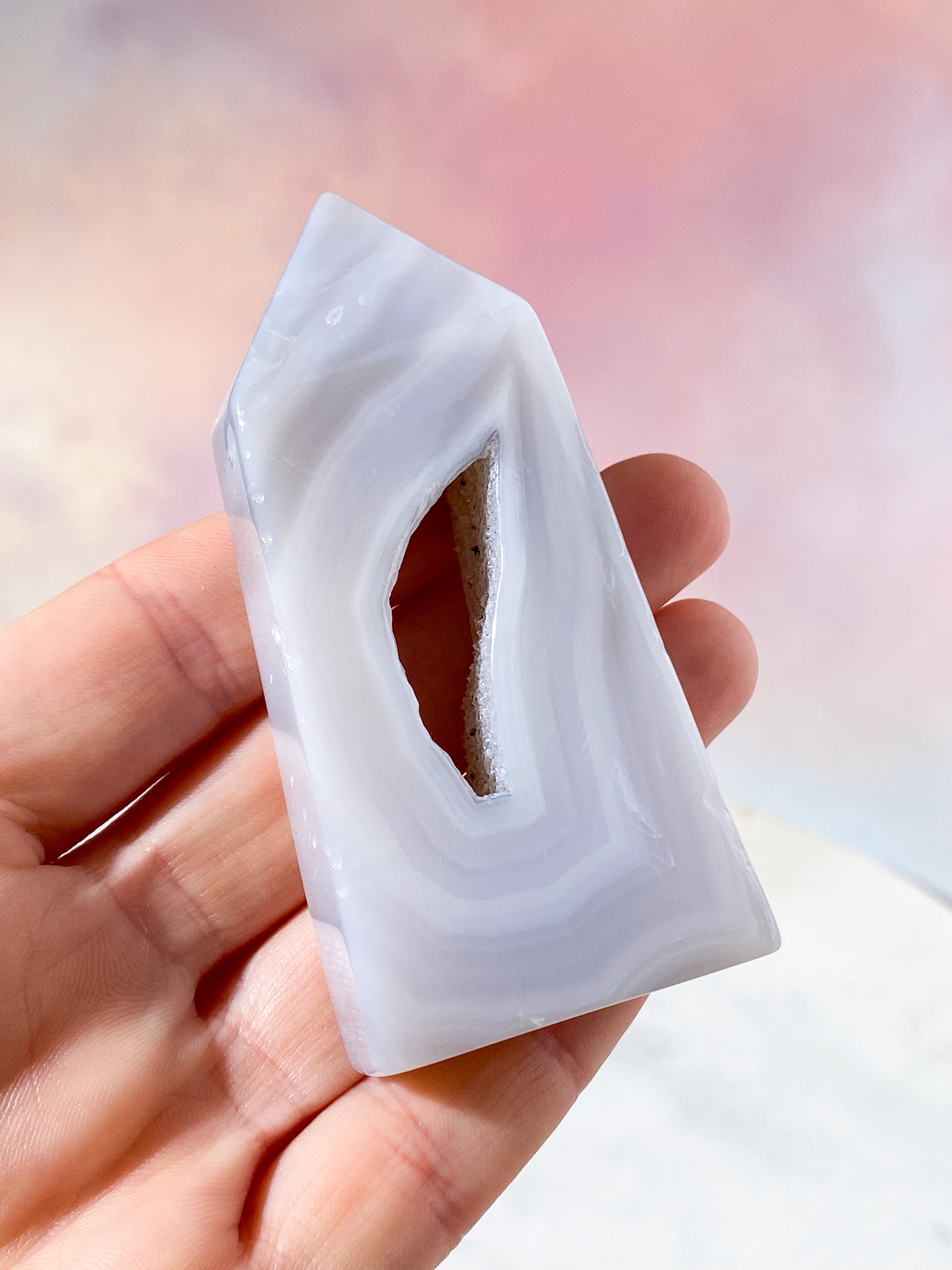 Druzy Agat Poleret Tårn (Nr. 12)