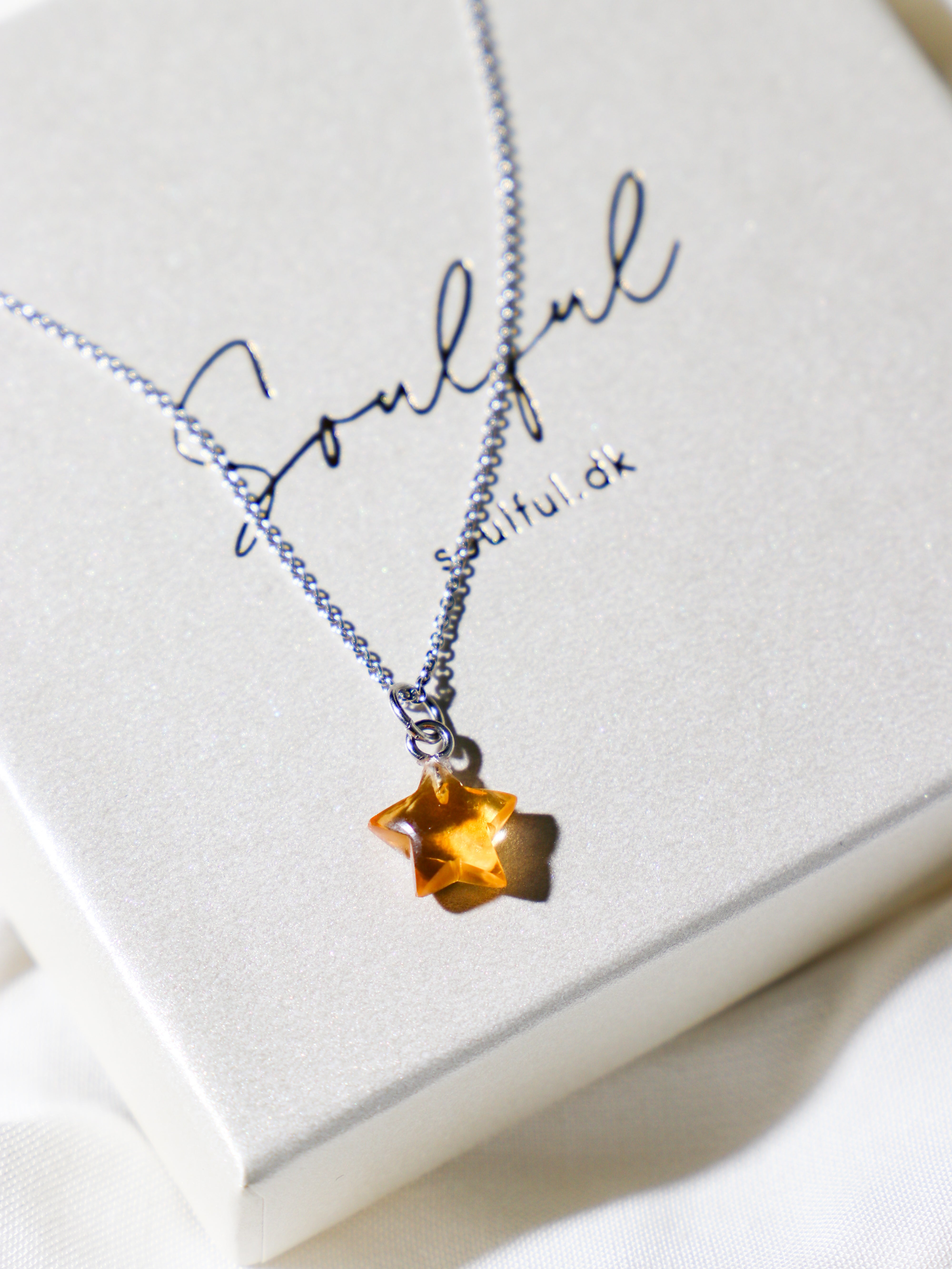 Citrin MINI Stjerne Halskæde