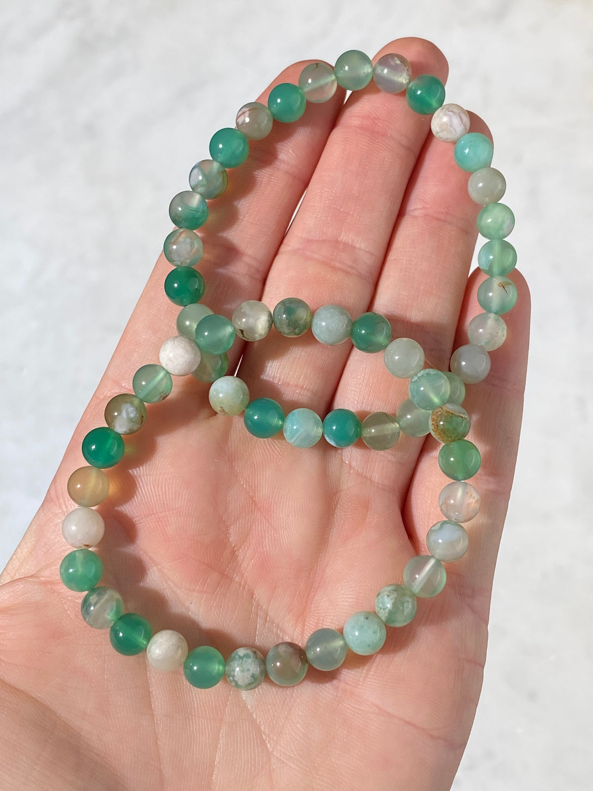 Grøn Blomster Agat Armbånd