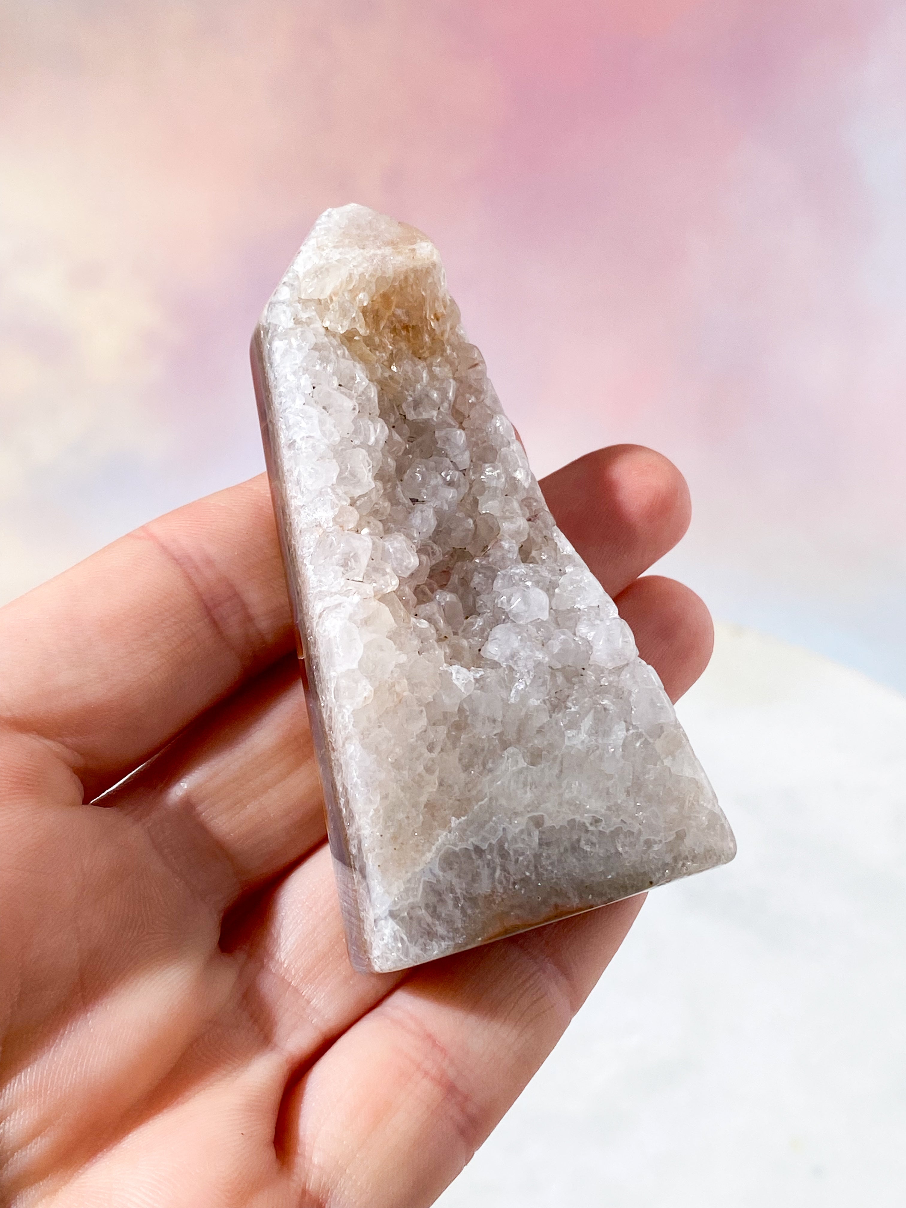 Druzy Agat Poleret Tårn (Nr. 9)