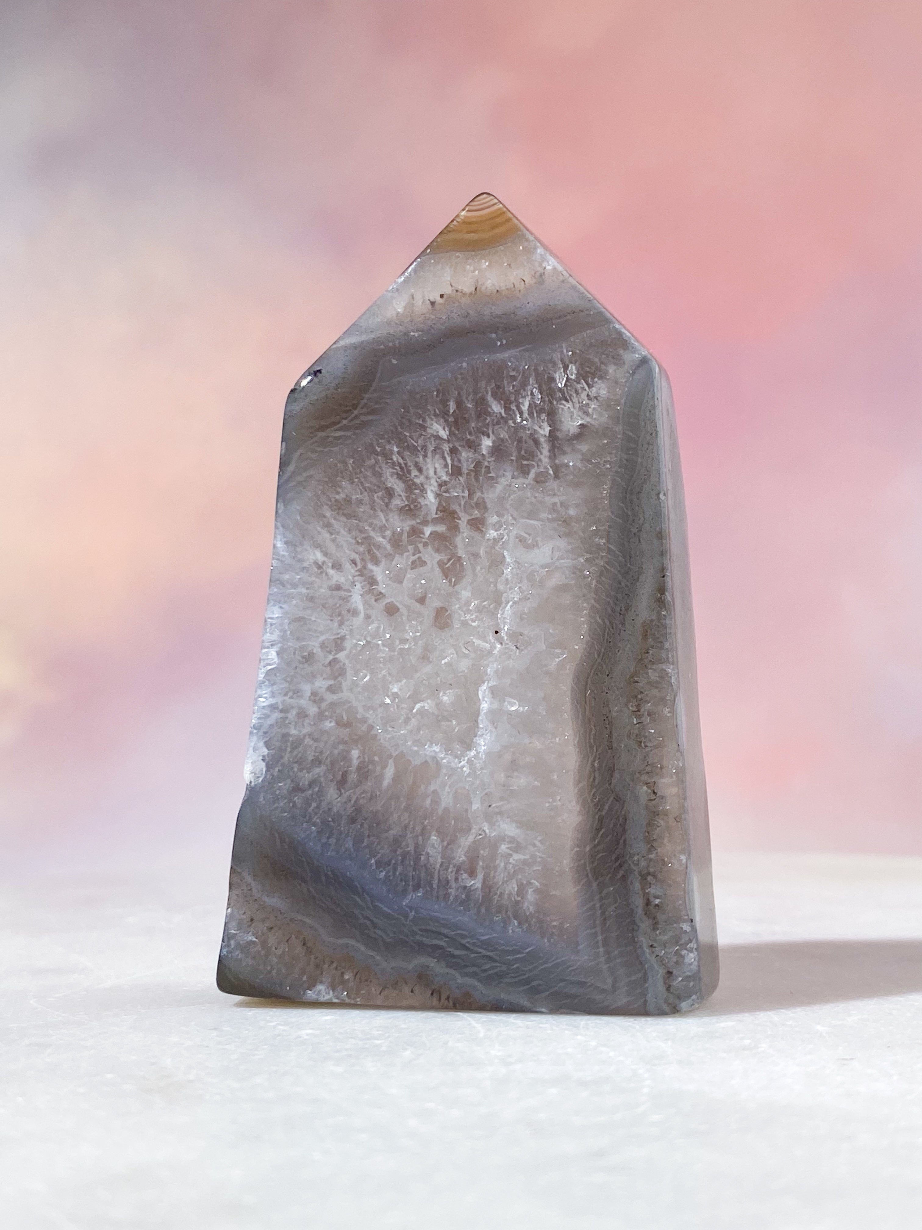 Druzy Agat Poleret Tårn (Nr. 19)