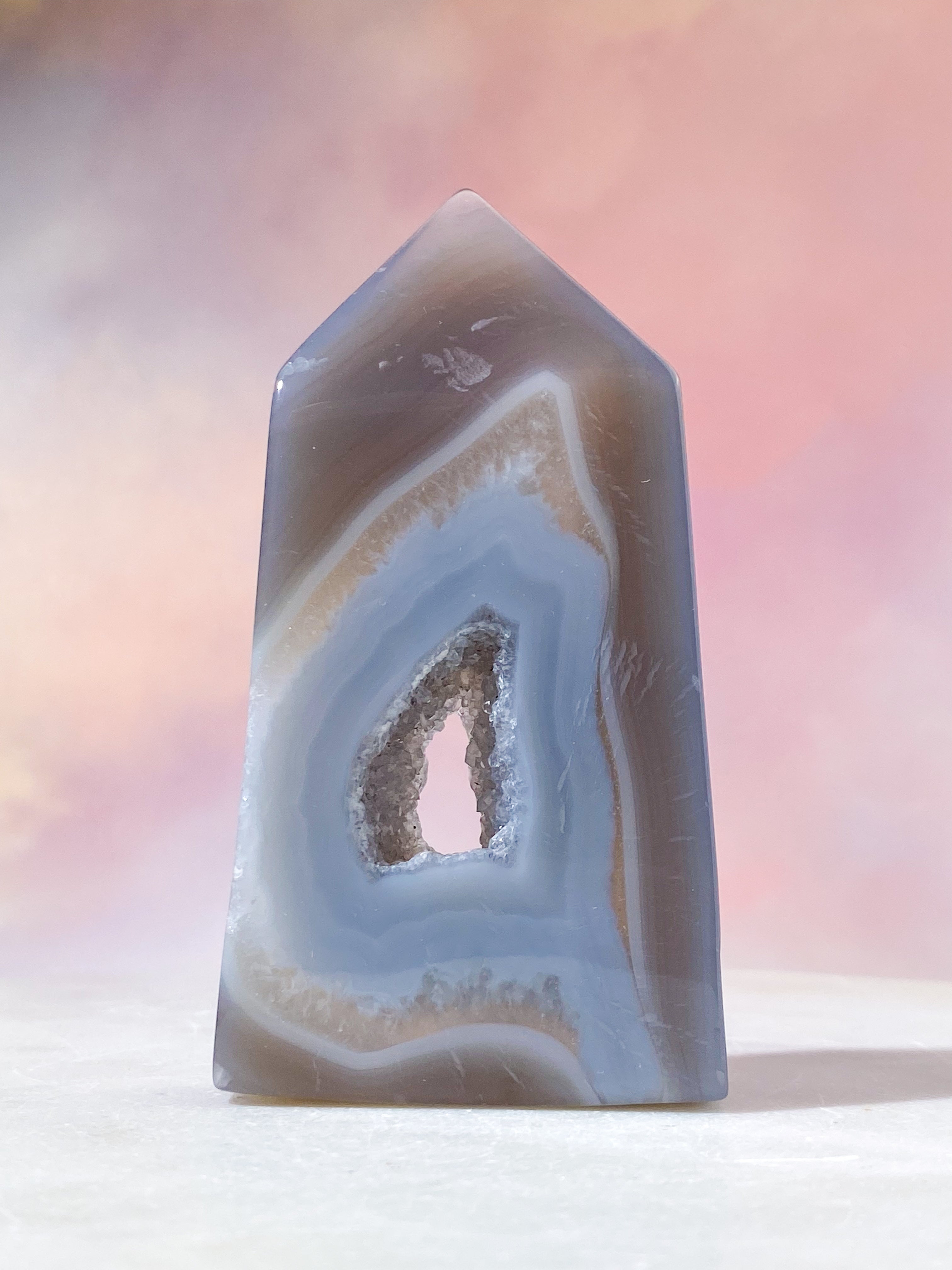 Druzy Agat Poleret Tårn (Nr. 6)