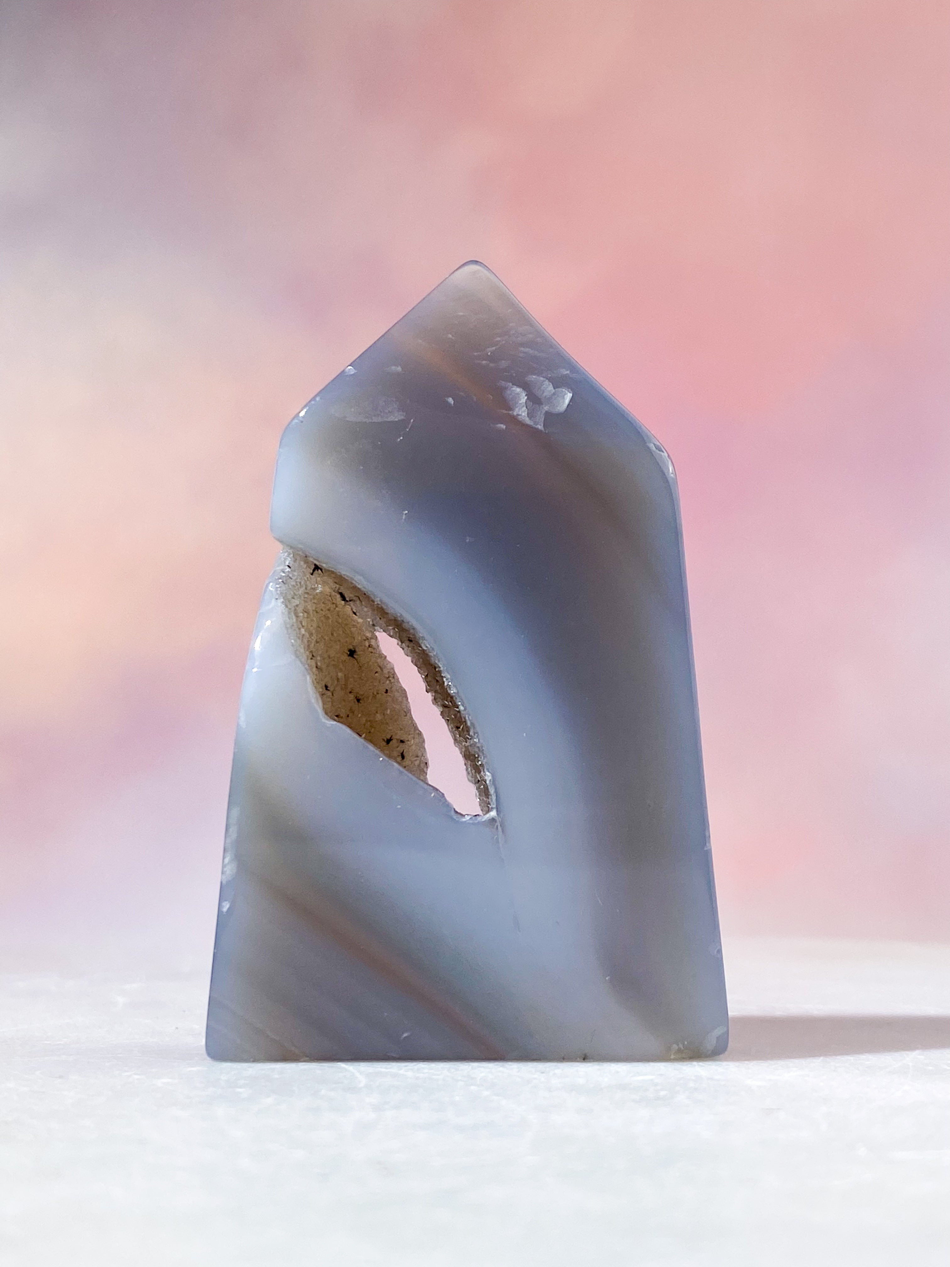 Druzy Agat Poleret Tårn (Nr. 8)