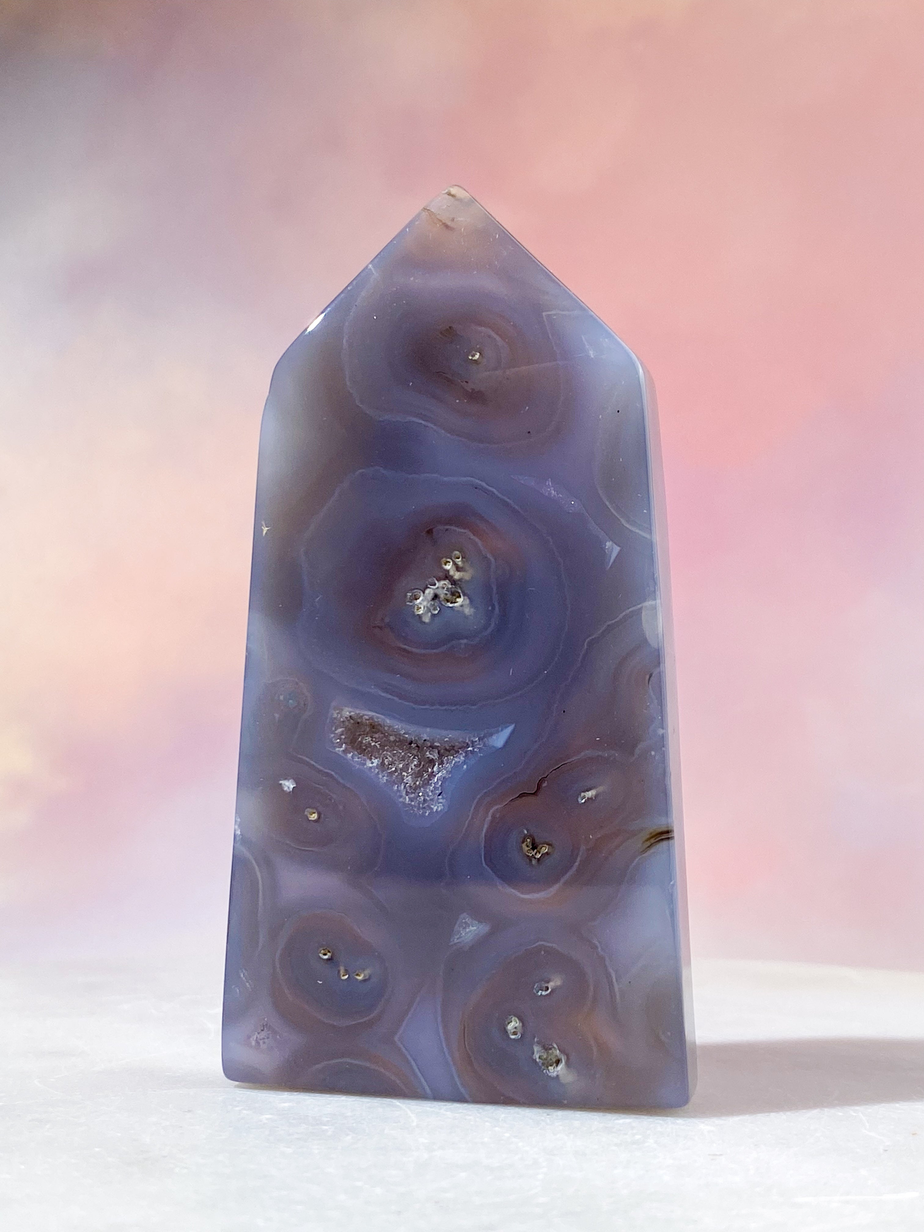 Druzy Agat Poleret Tårn (Nr. 10)