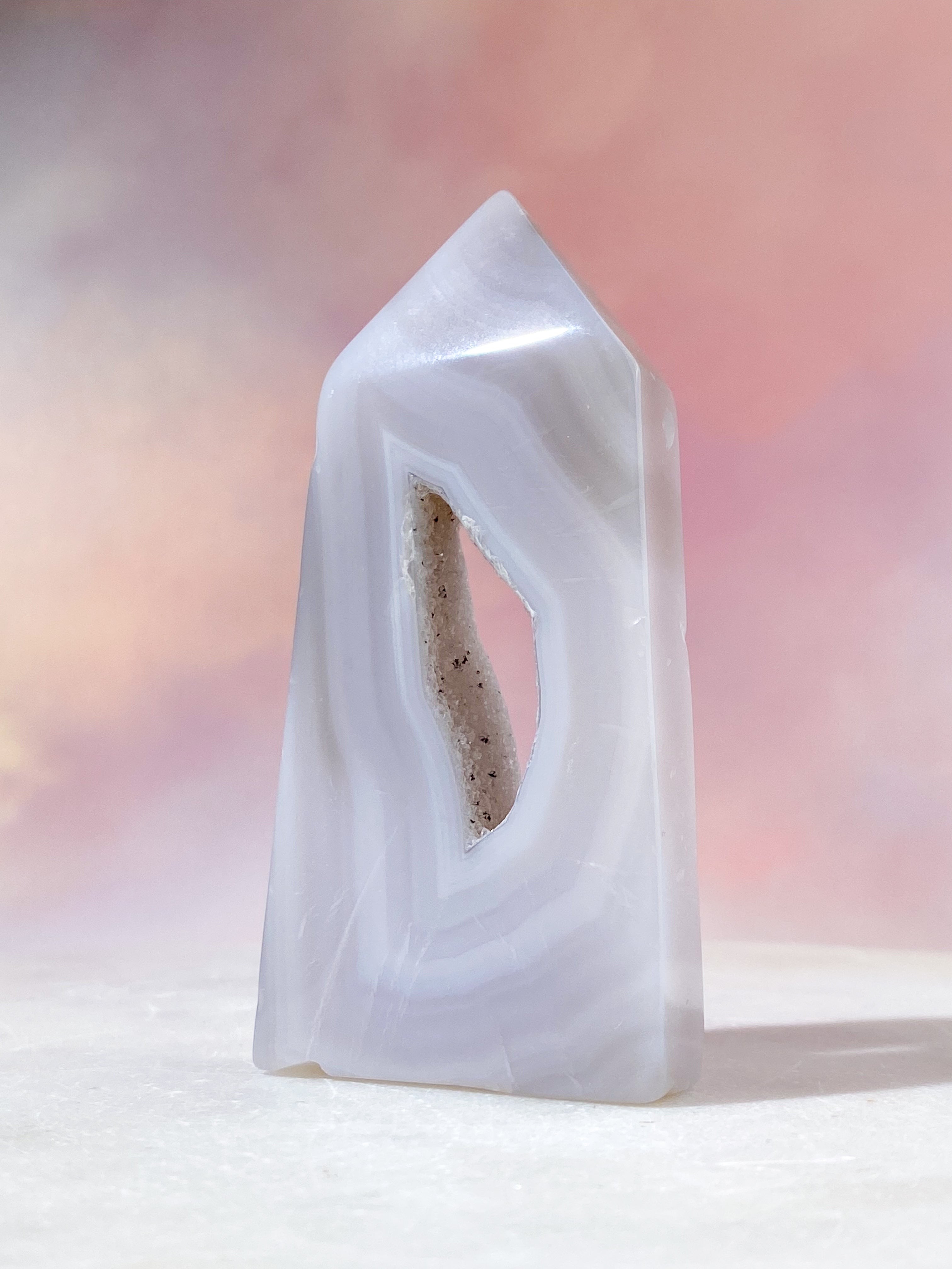 Druzy Agat Poleret Tårn (Nr. 12)