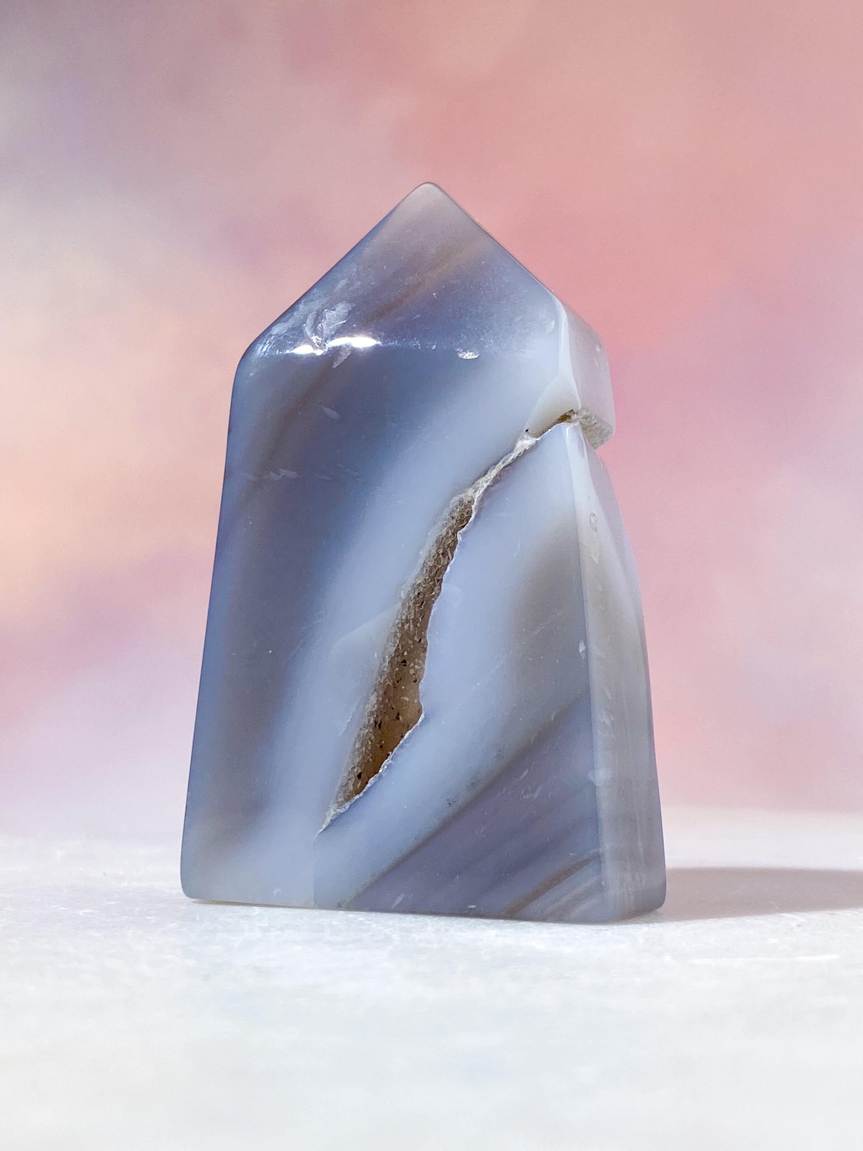 Druzy Agat Poleret Tårn (Nr. 8)