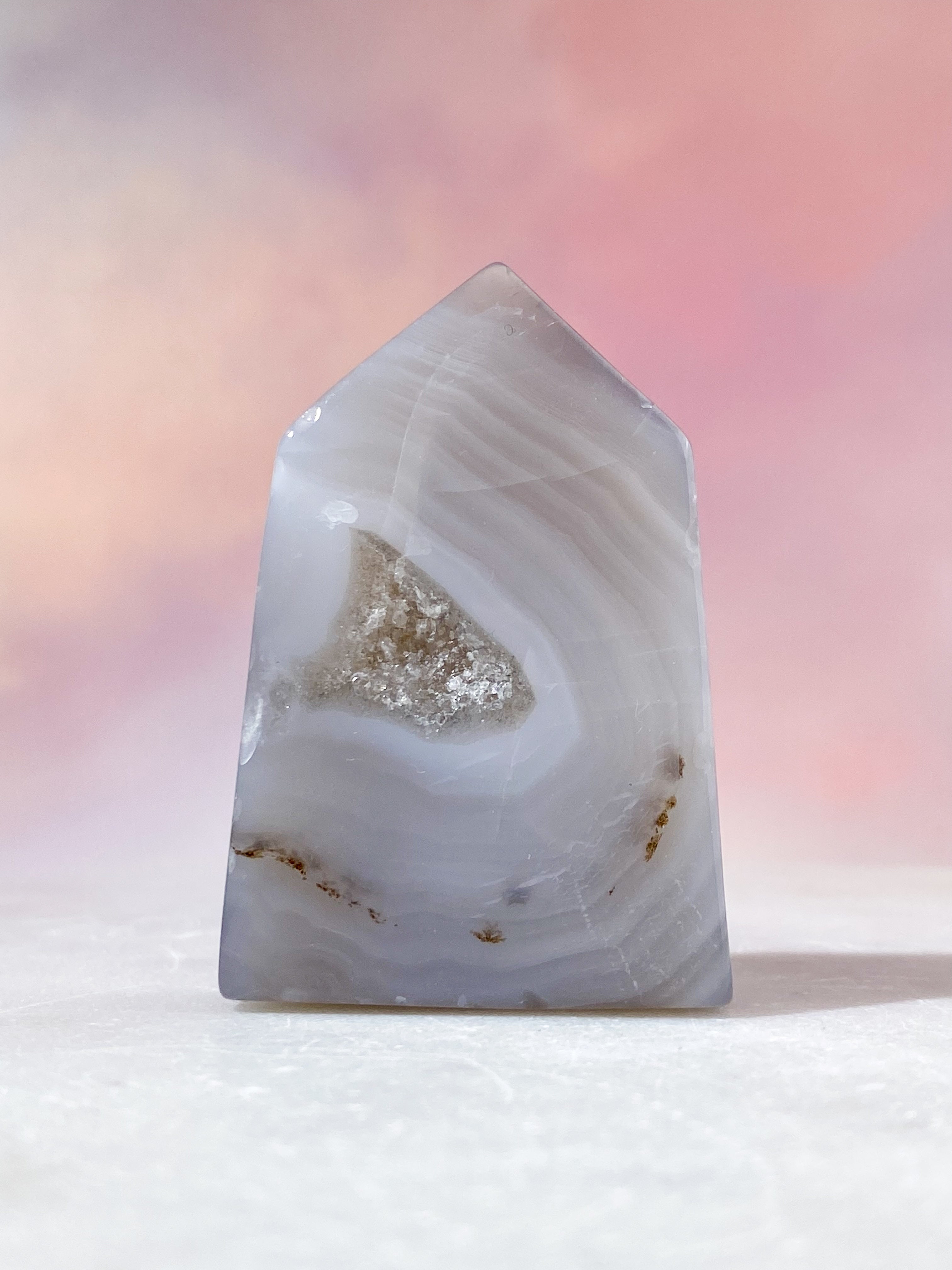 Druzy Agat Poleret Tårn (Nr. 18)