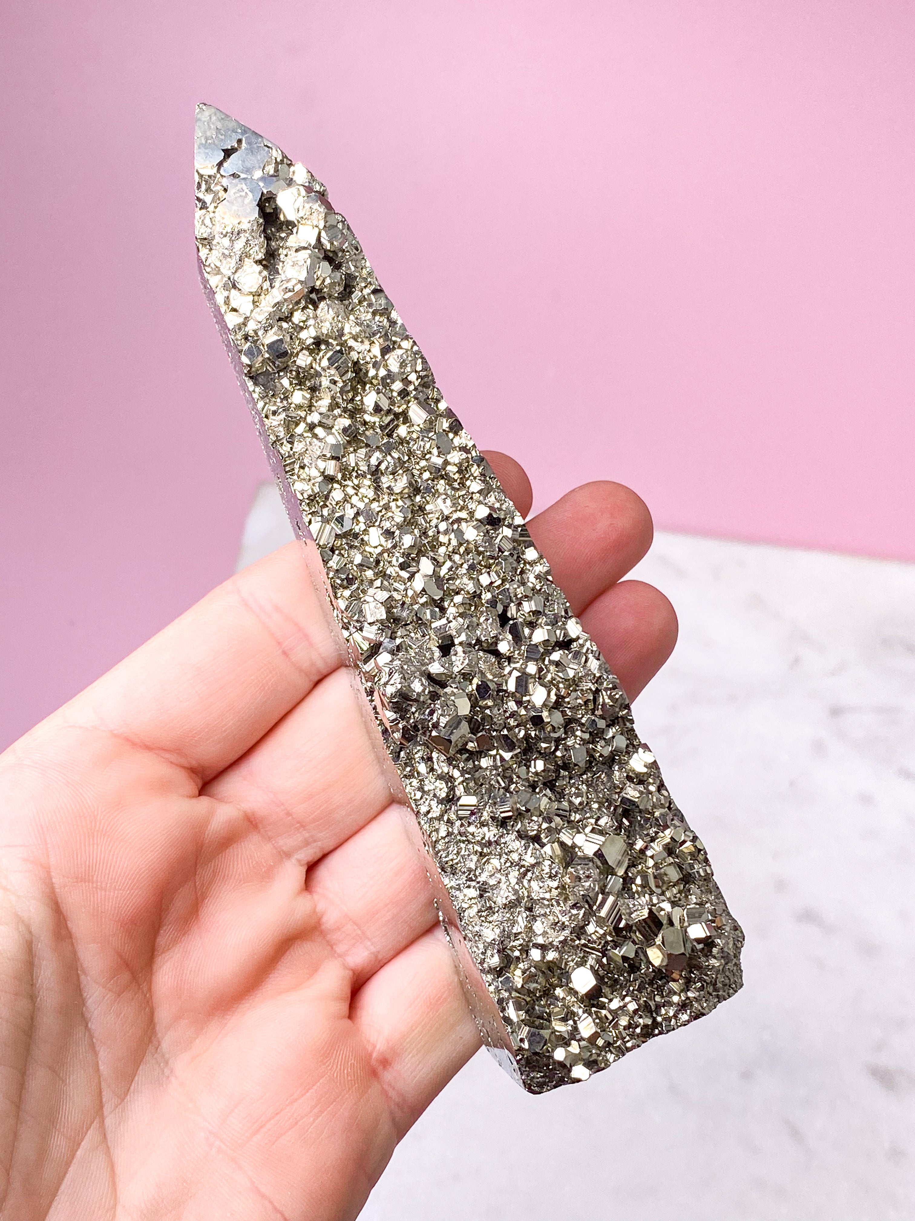 Druzy Pyrit Tårn (Nr. 16)