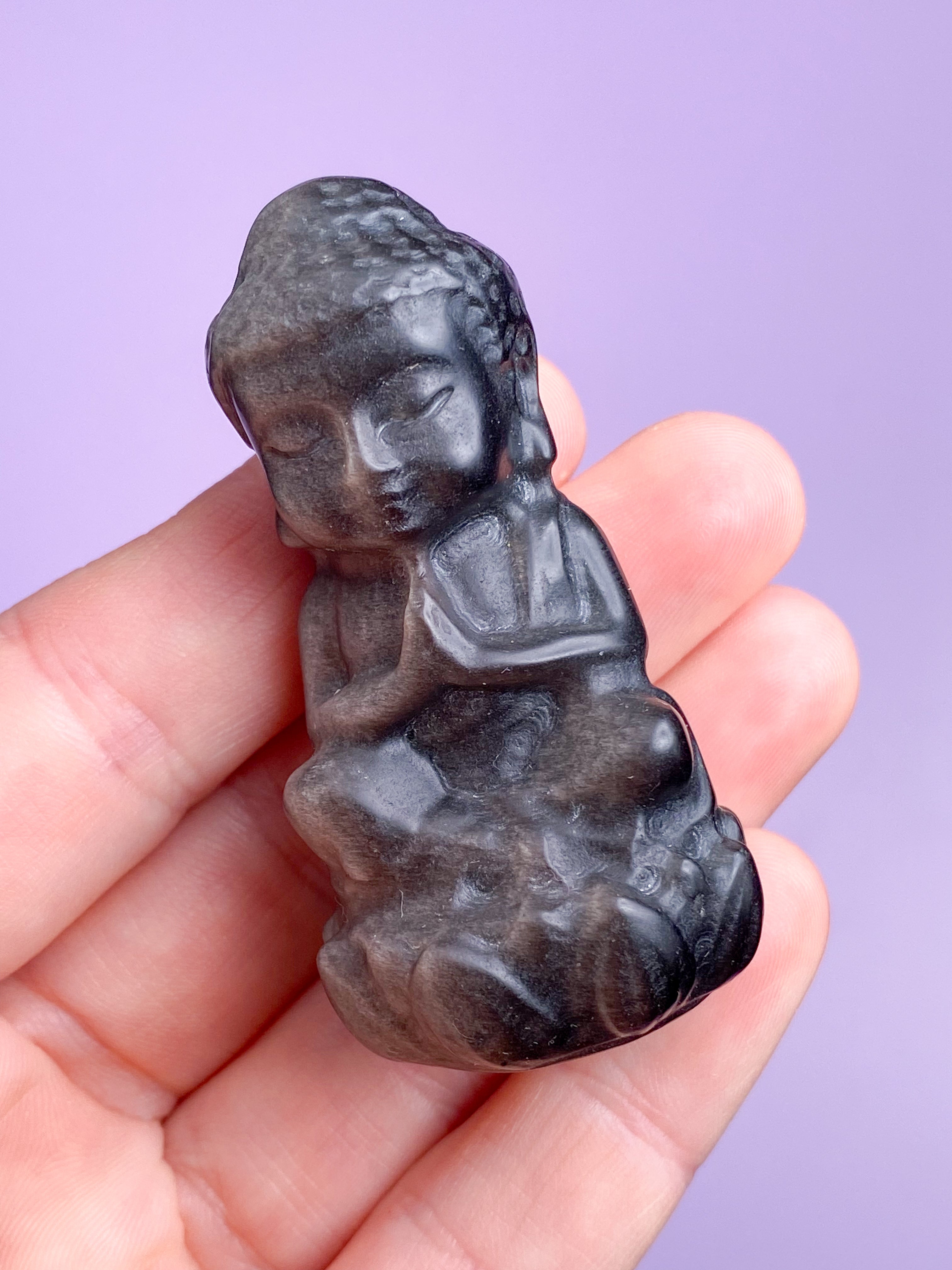 Sølv Obsidian Buddha