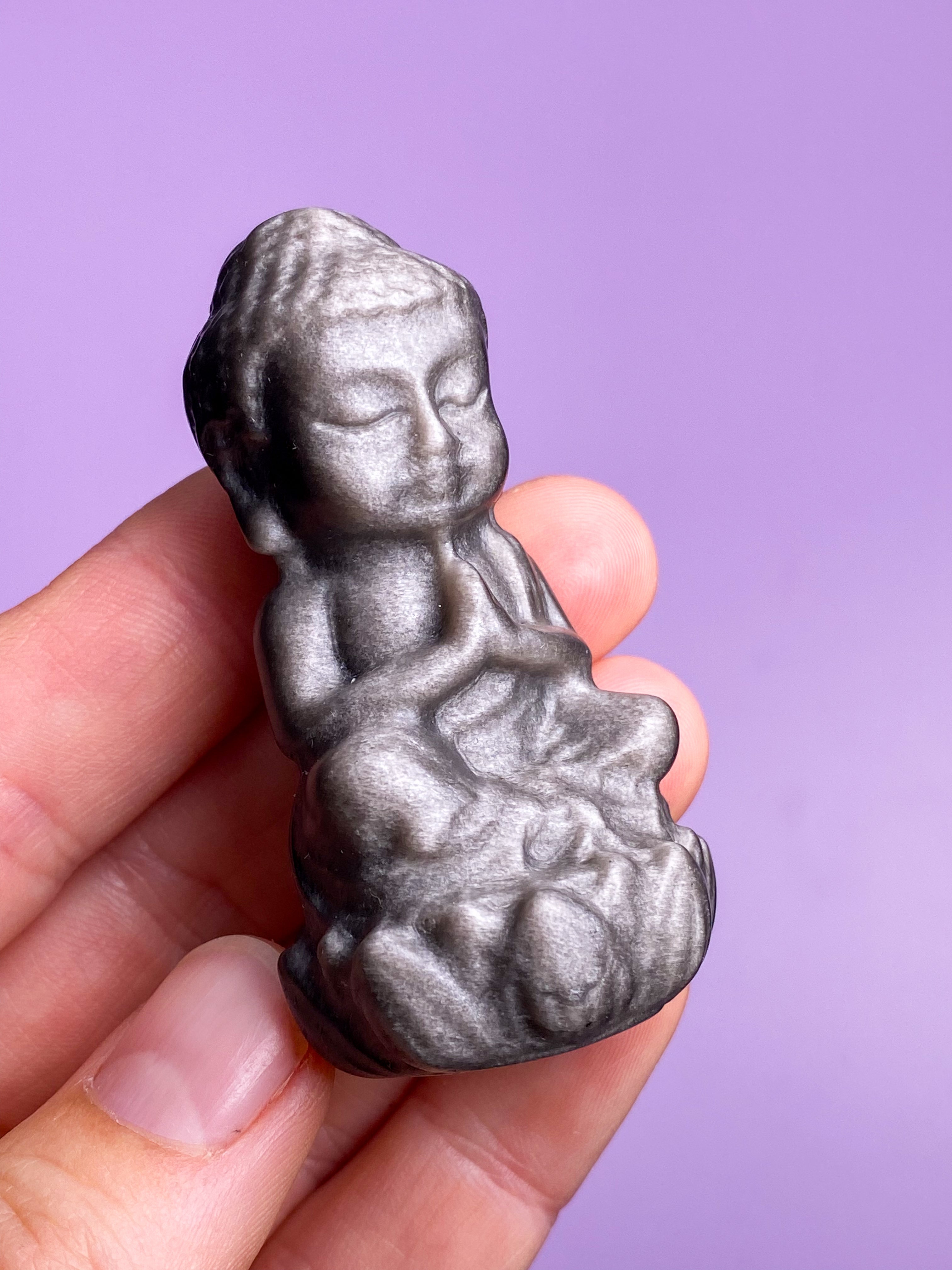 Sølv Obsidian Buddha