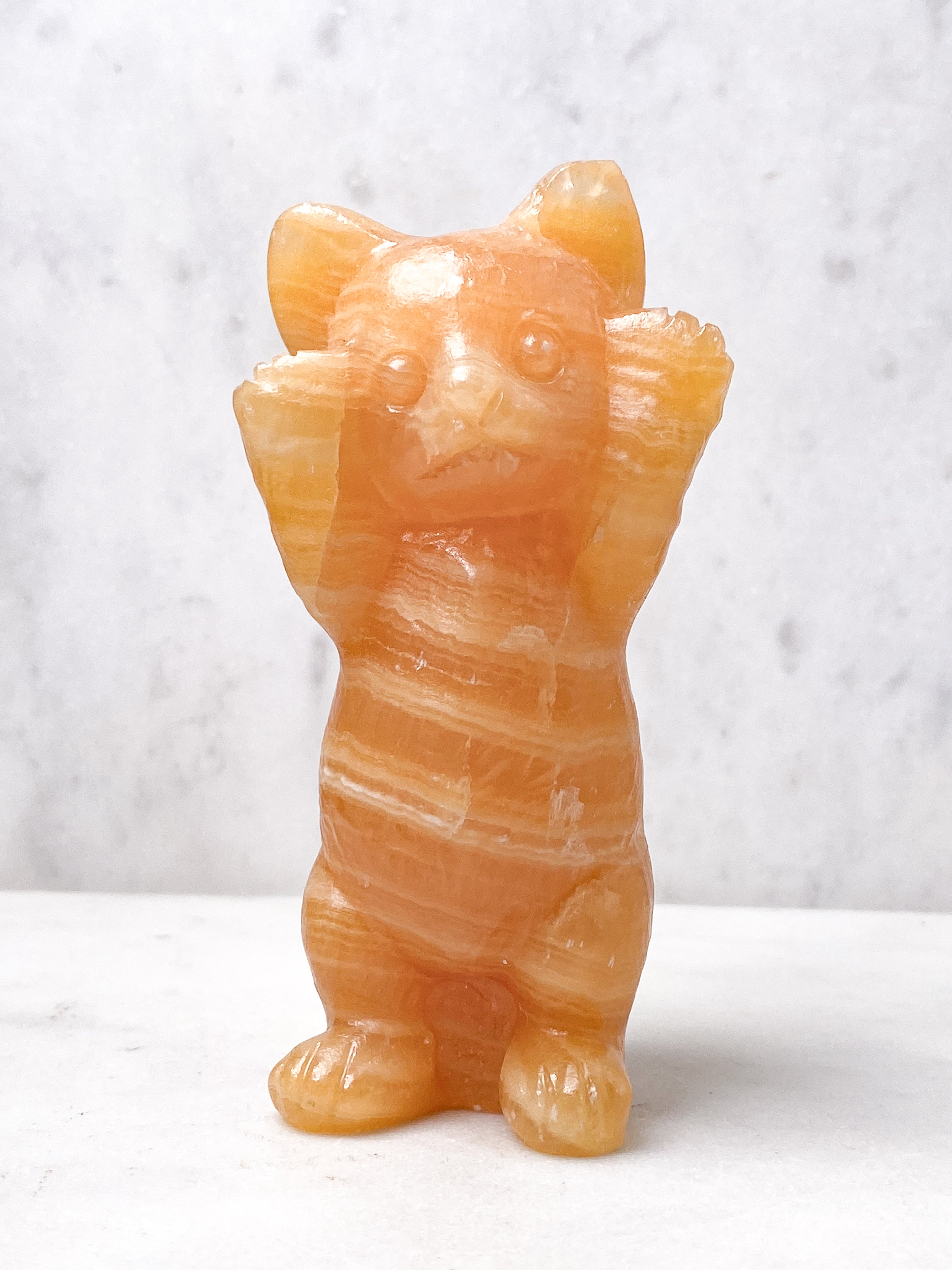 Orange Calcite Pumpkin w. Ribbon