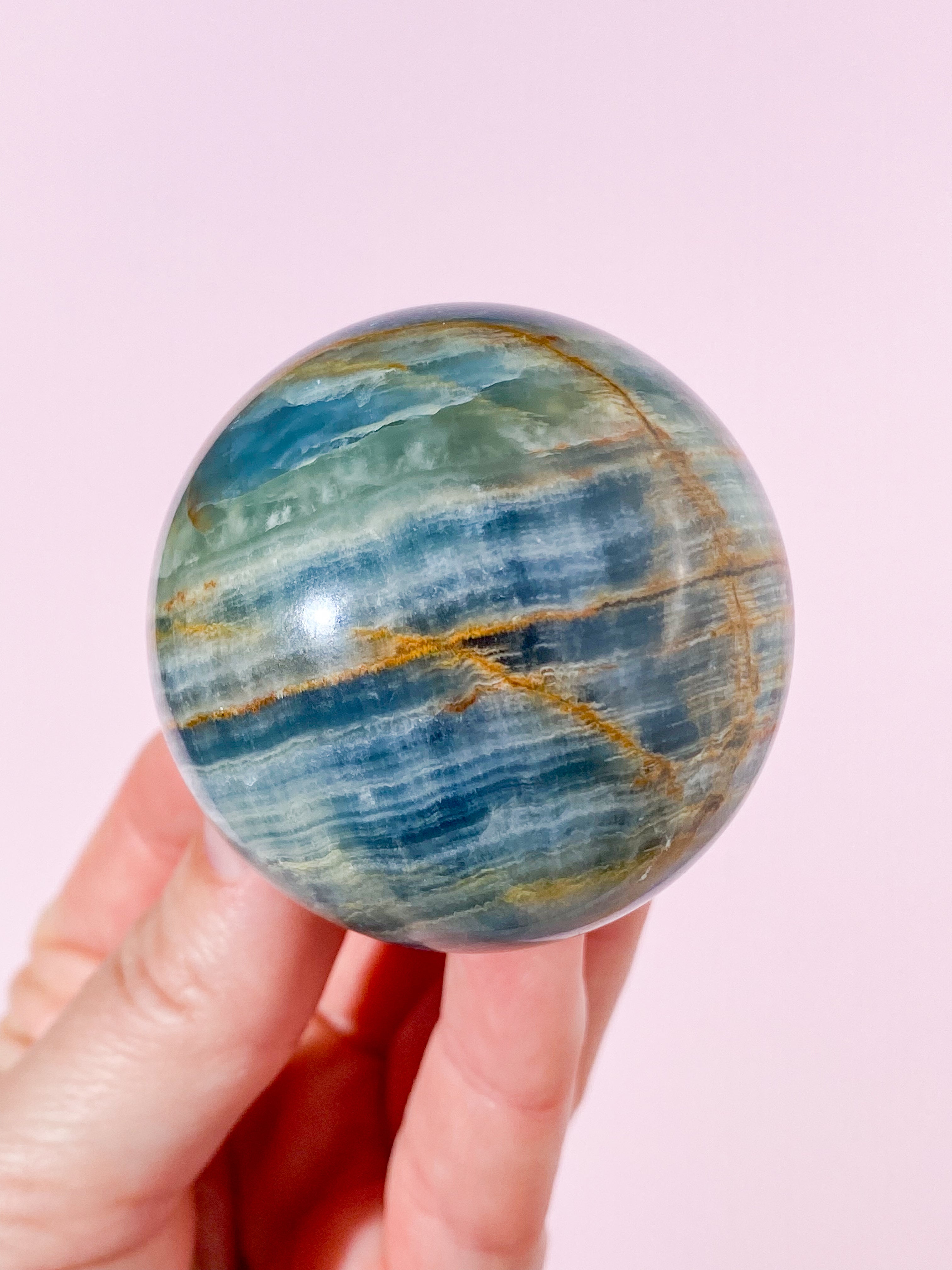 Blå Onyx  Calcit Kugle (Nr. 6)