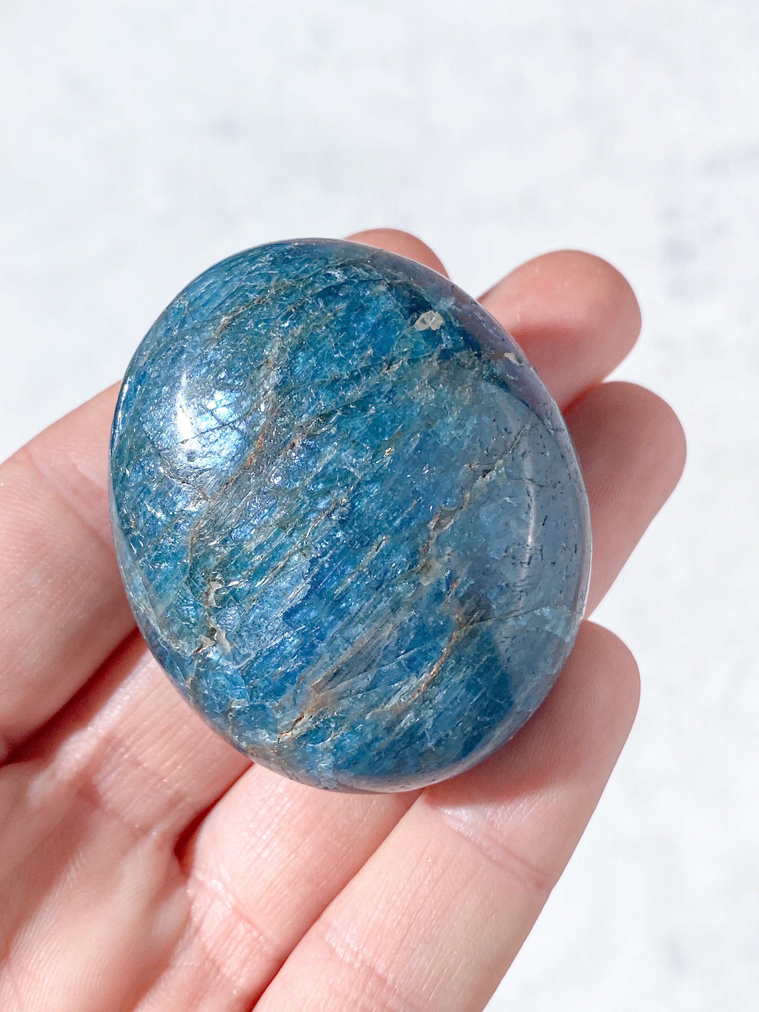 Blå Apatit Palmstone (Nr. 1)