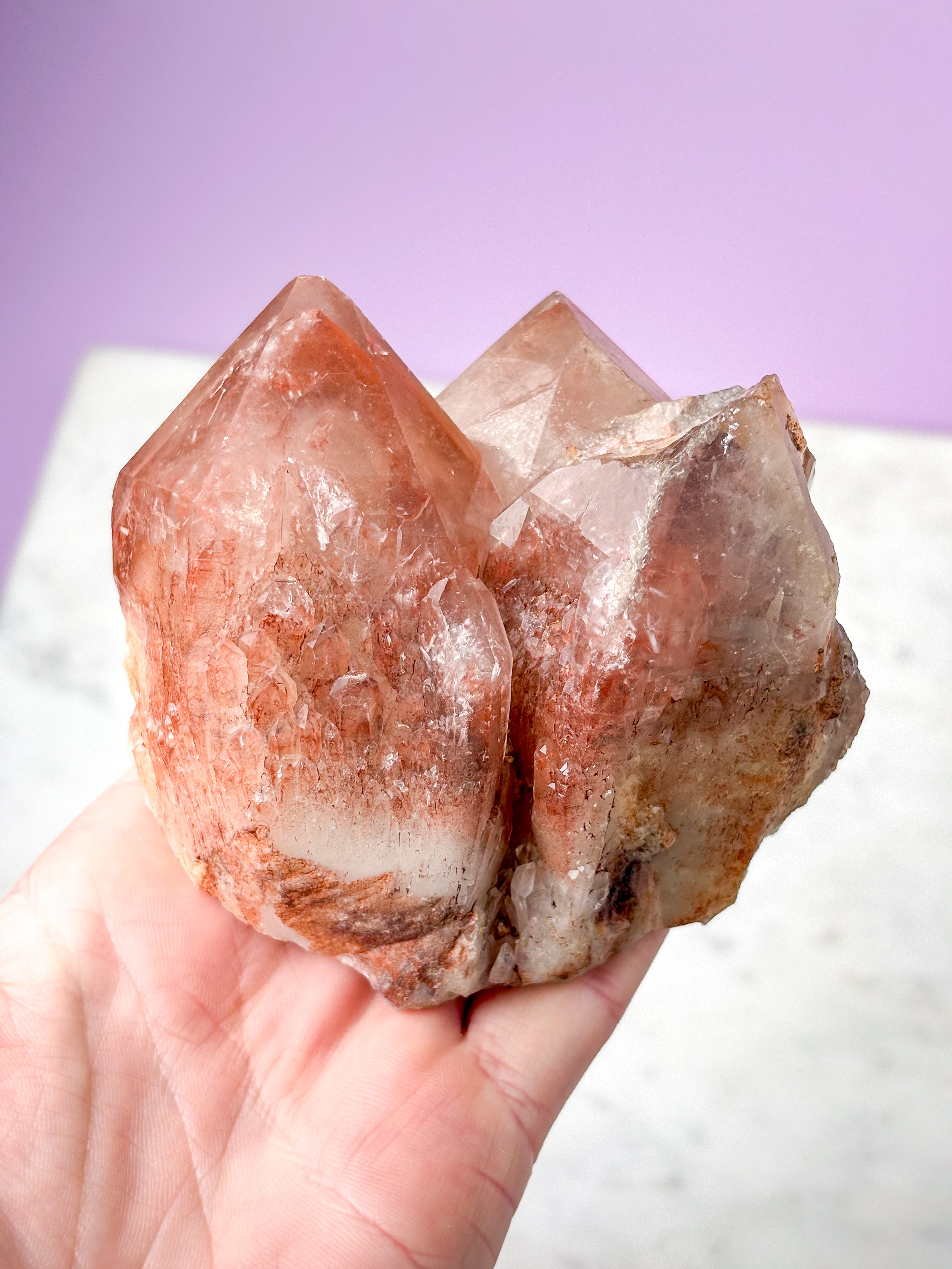 Rød Lithium Kvarts Klynge (Nr. 3)