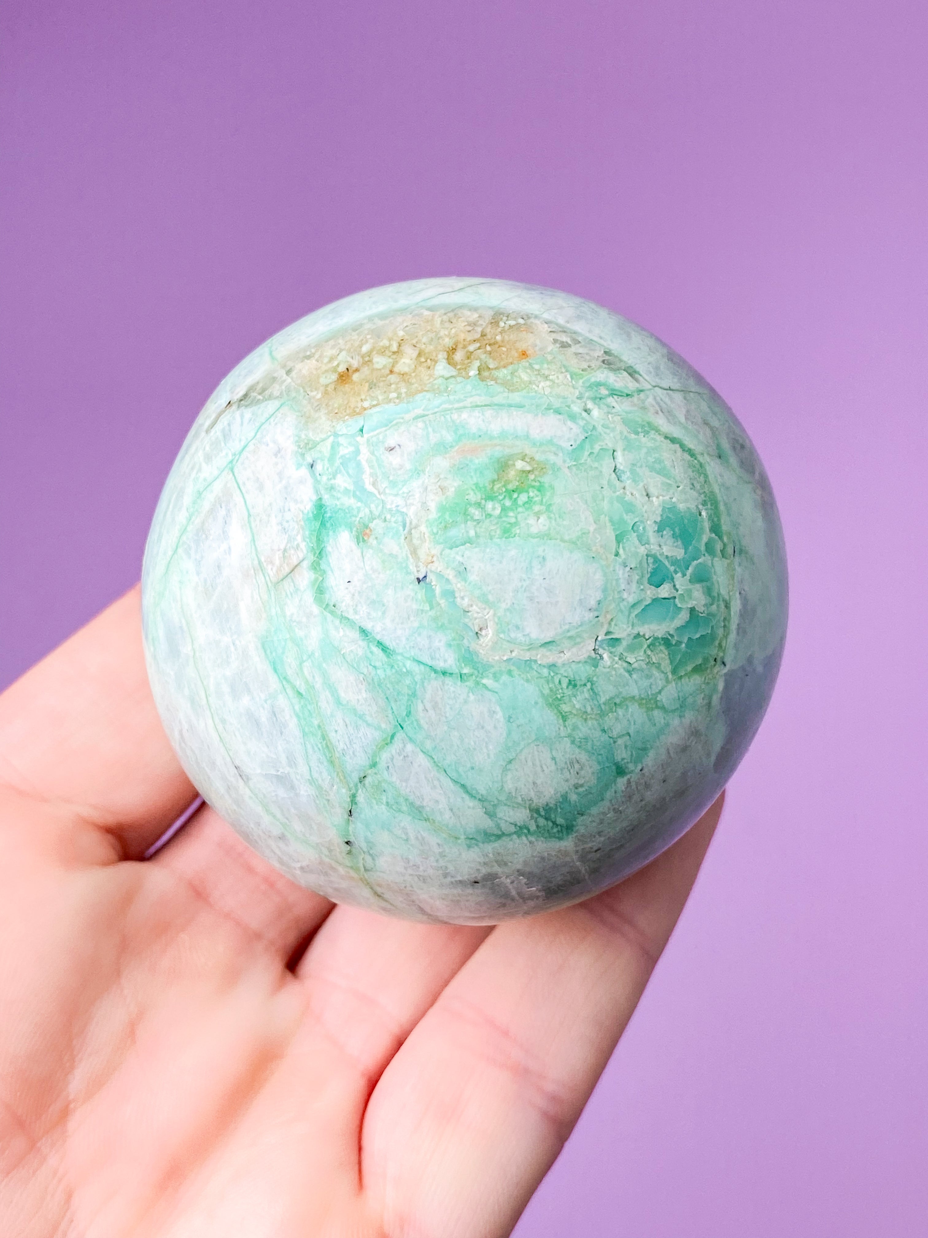 Grøn Månesten (Garnierit) Kugle (Nr. 1)