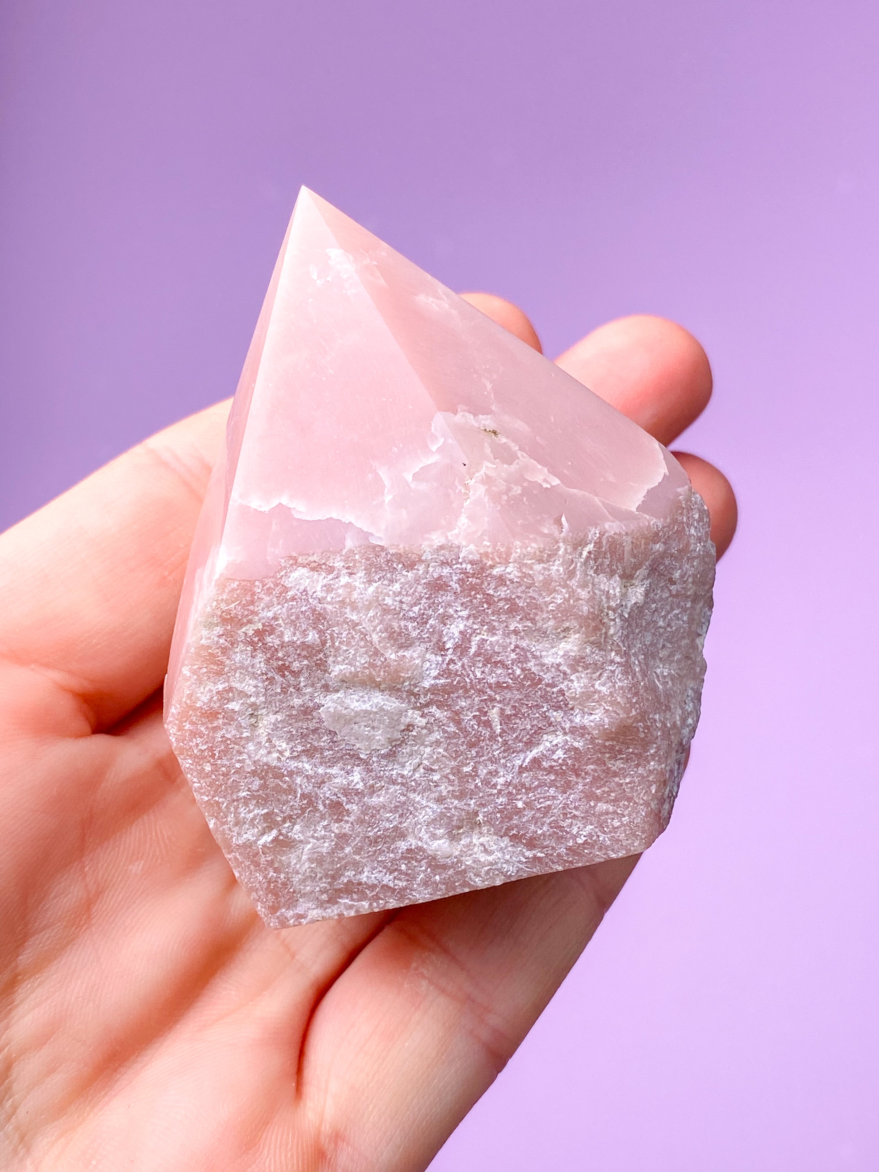 Pink Opal Med Semipoleret Spids (Nr. 4)