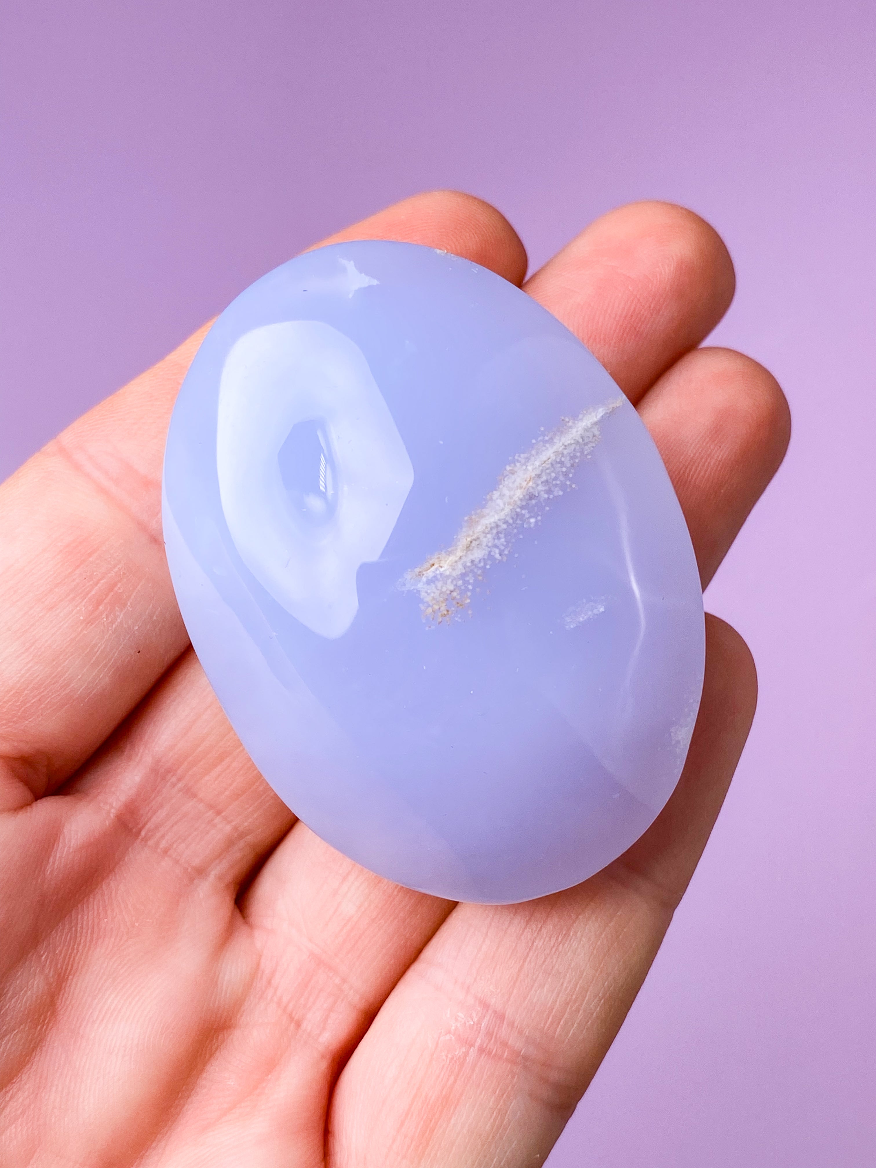 Blå Chalcedon Palmstone (Nr. 1)