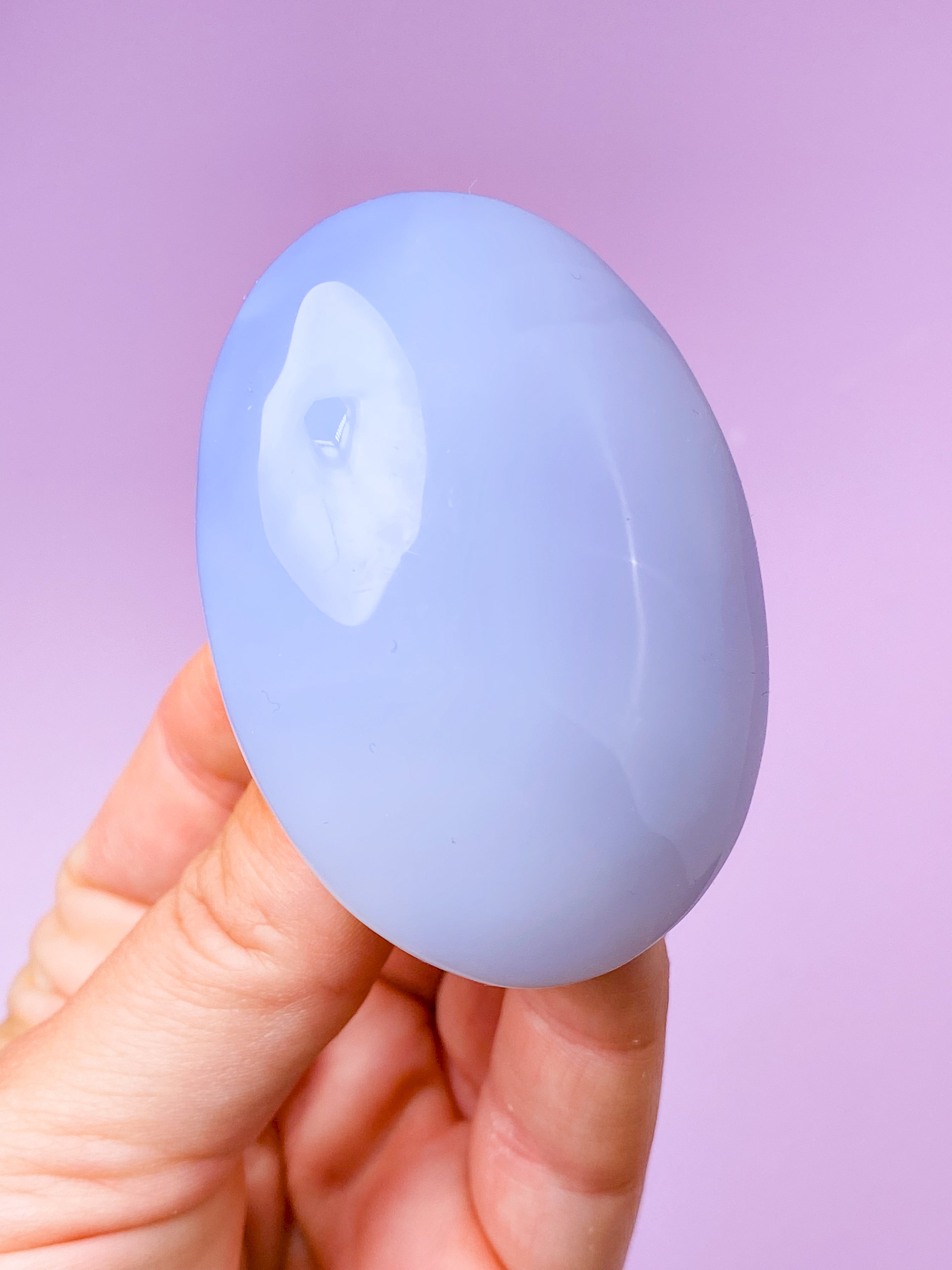Blå Chalcedon Palmstone (Nr. 3)