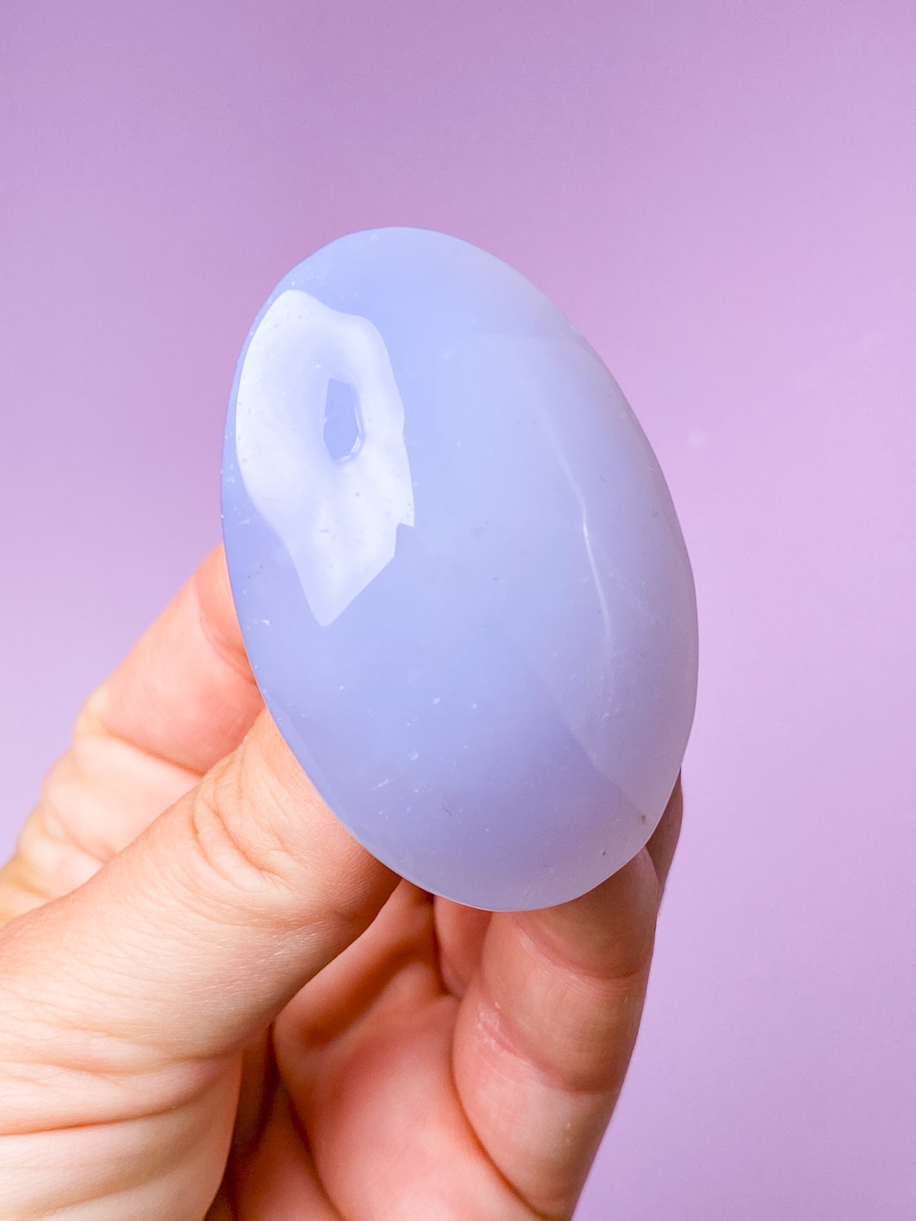 Blå Chalcedon Palmstone (Nr. 5)