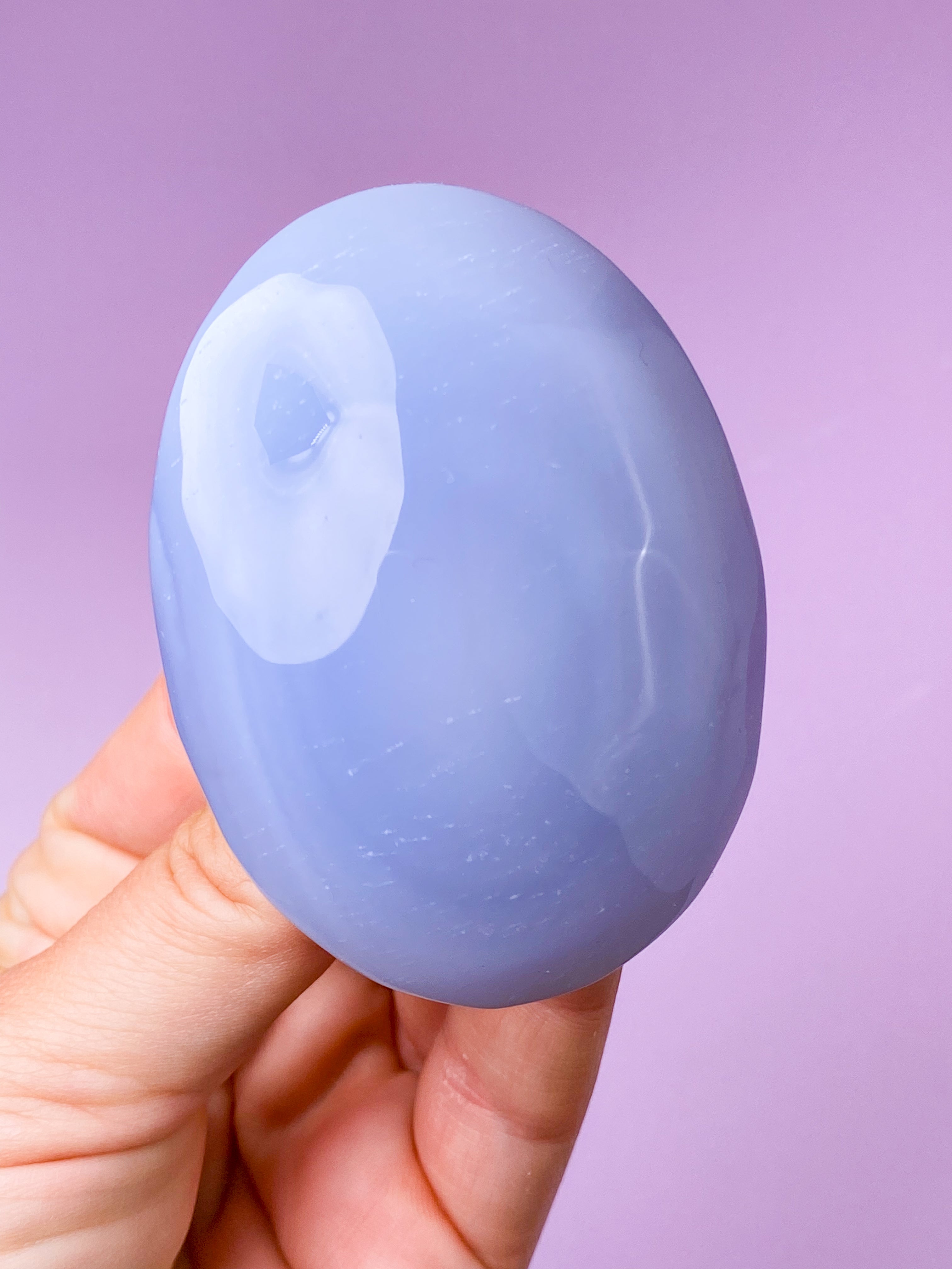 Blå Chalcedon Palmstone (Nr. 6)