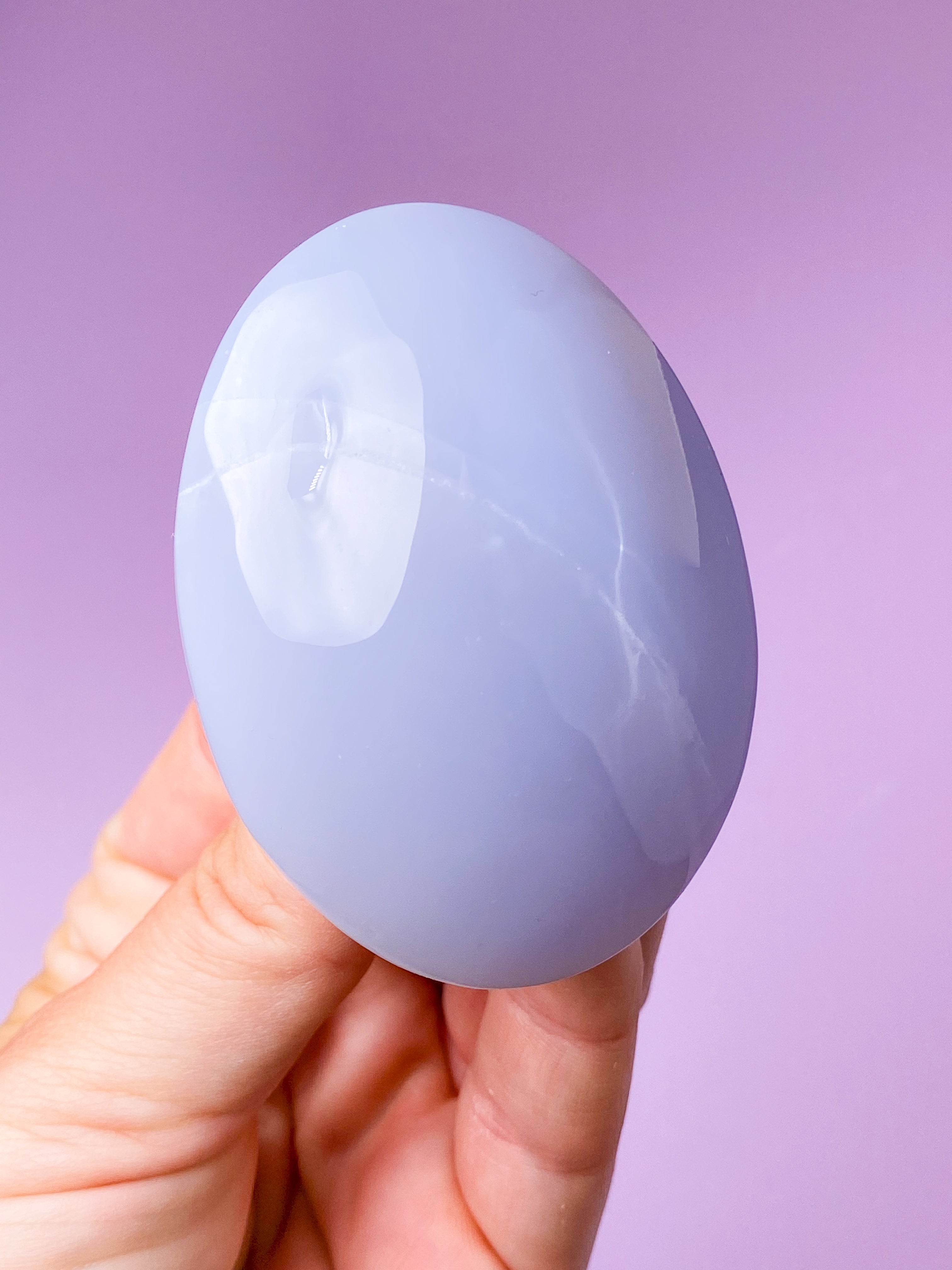 Blå Chalcedon Palmstone (Nr. 8)