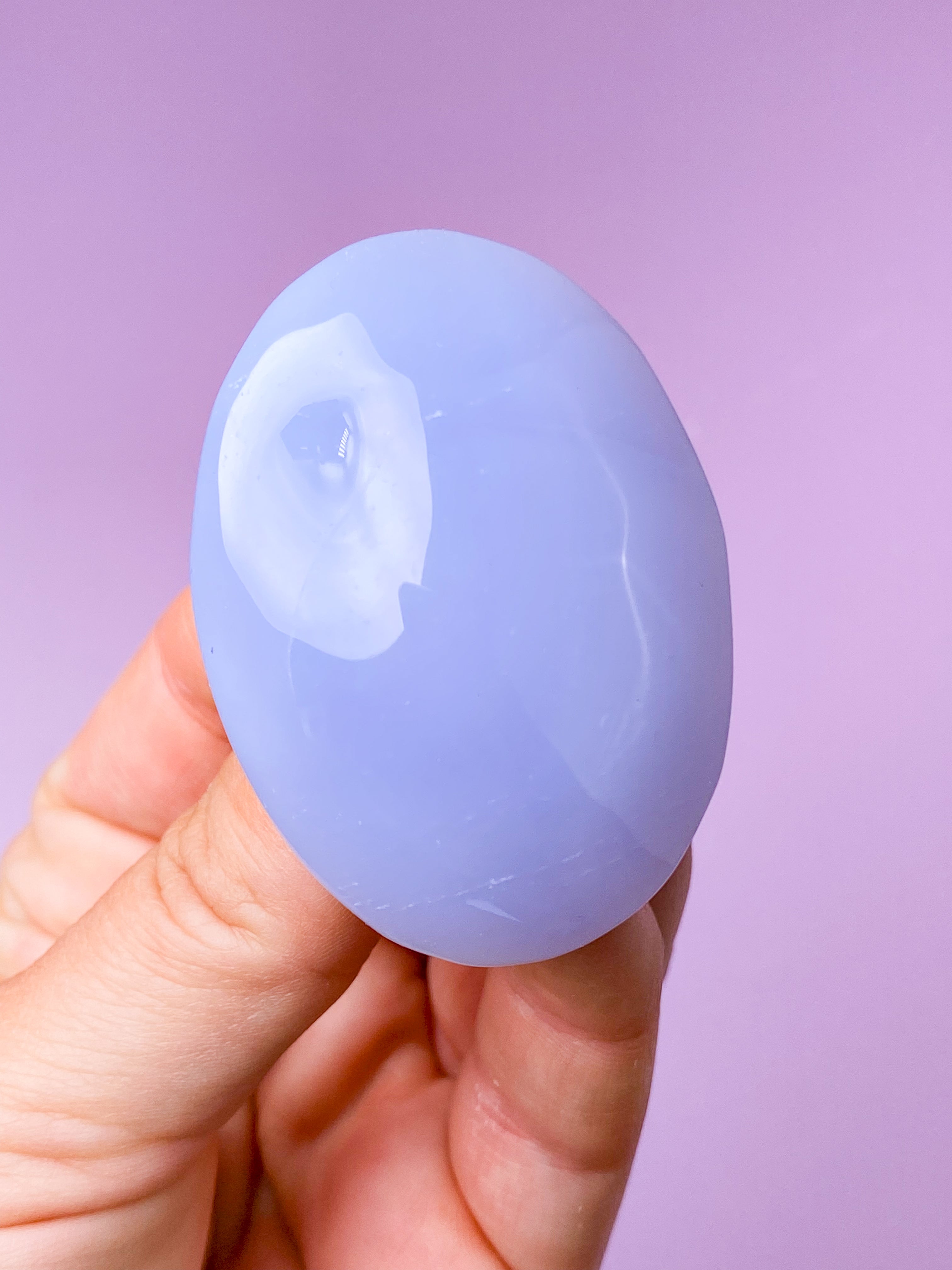 Blå Chalcedon Palmstone (Nr. 9)