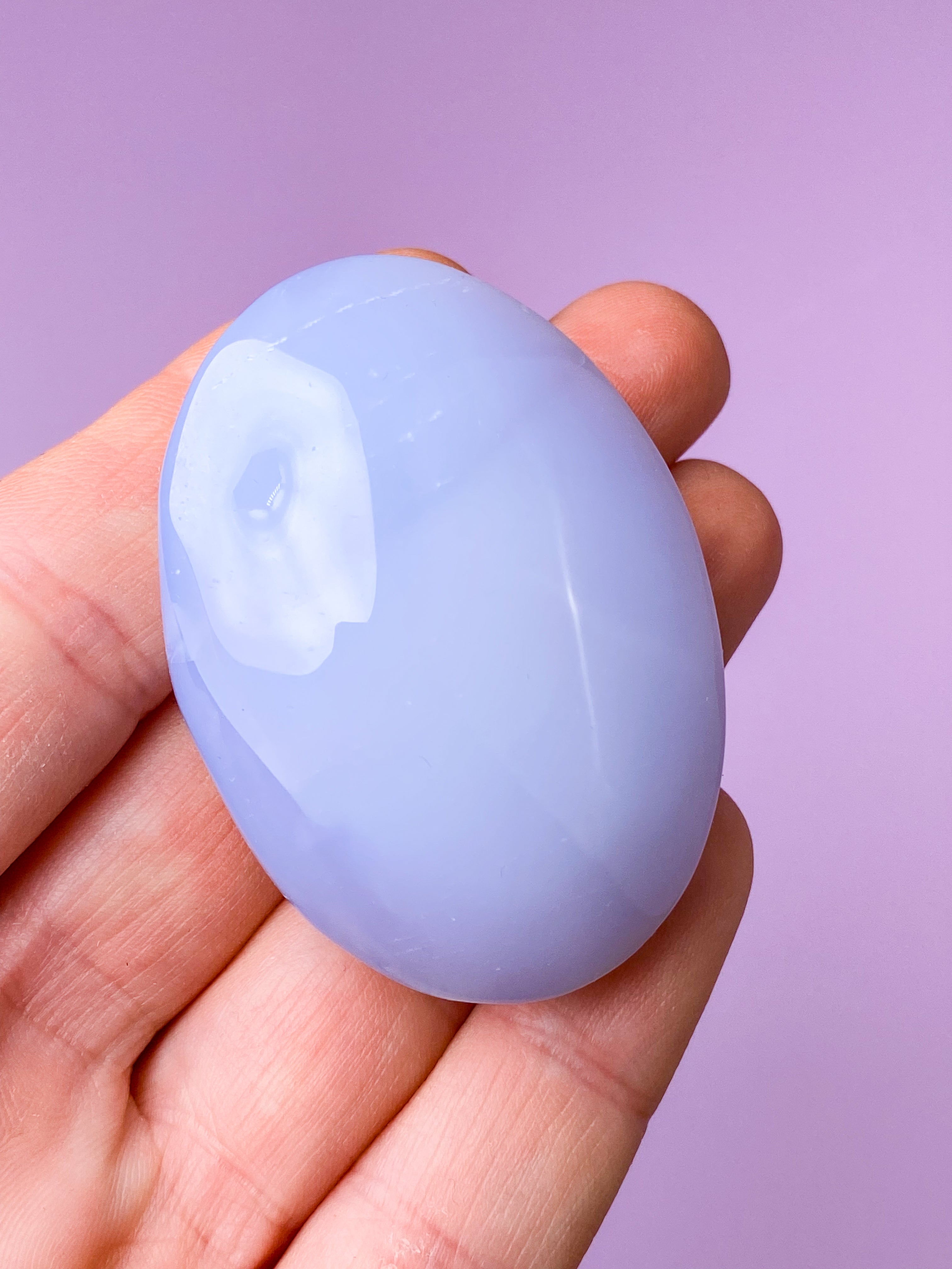 Blå Chalcedon Palmstone (Nr. 9)