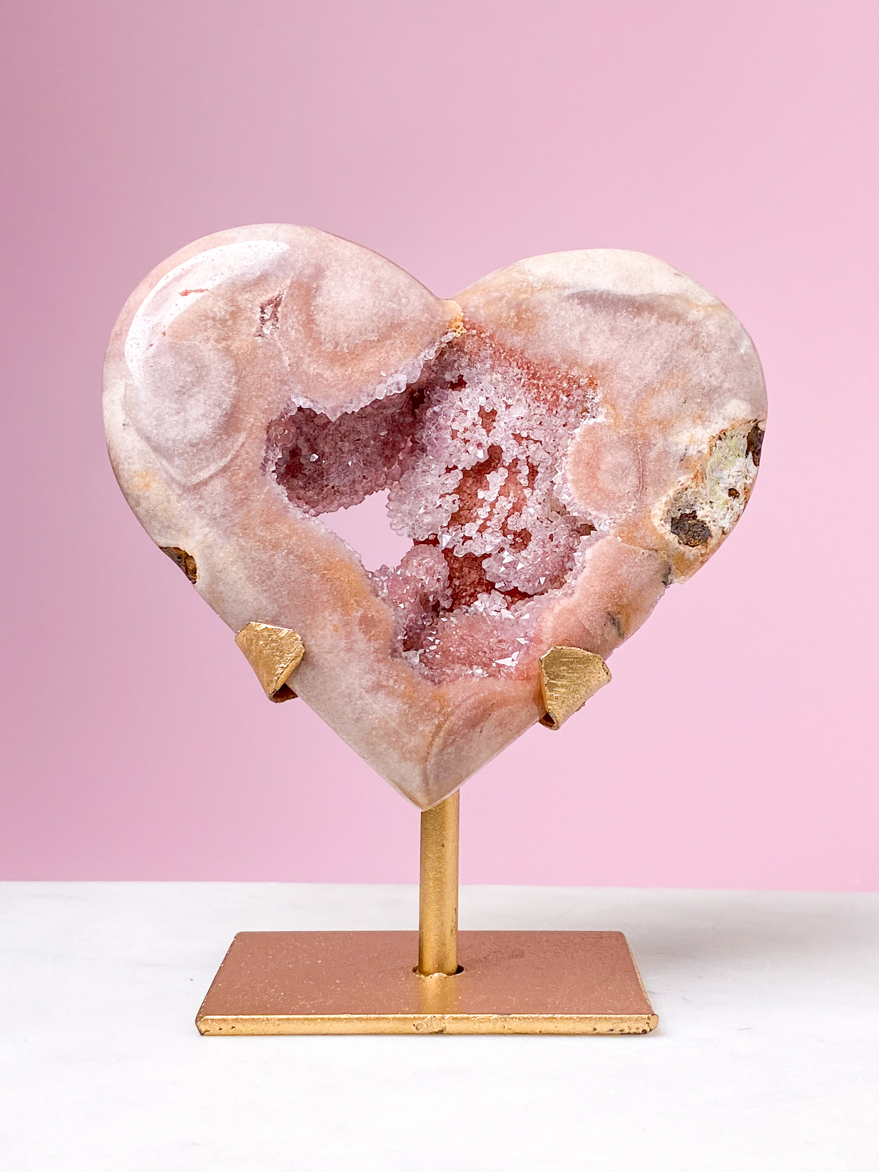 Druzy Pink Ametyst Hjerte På Fod (Nr. 1)