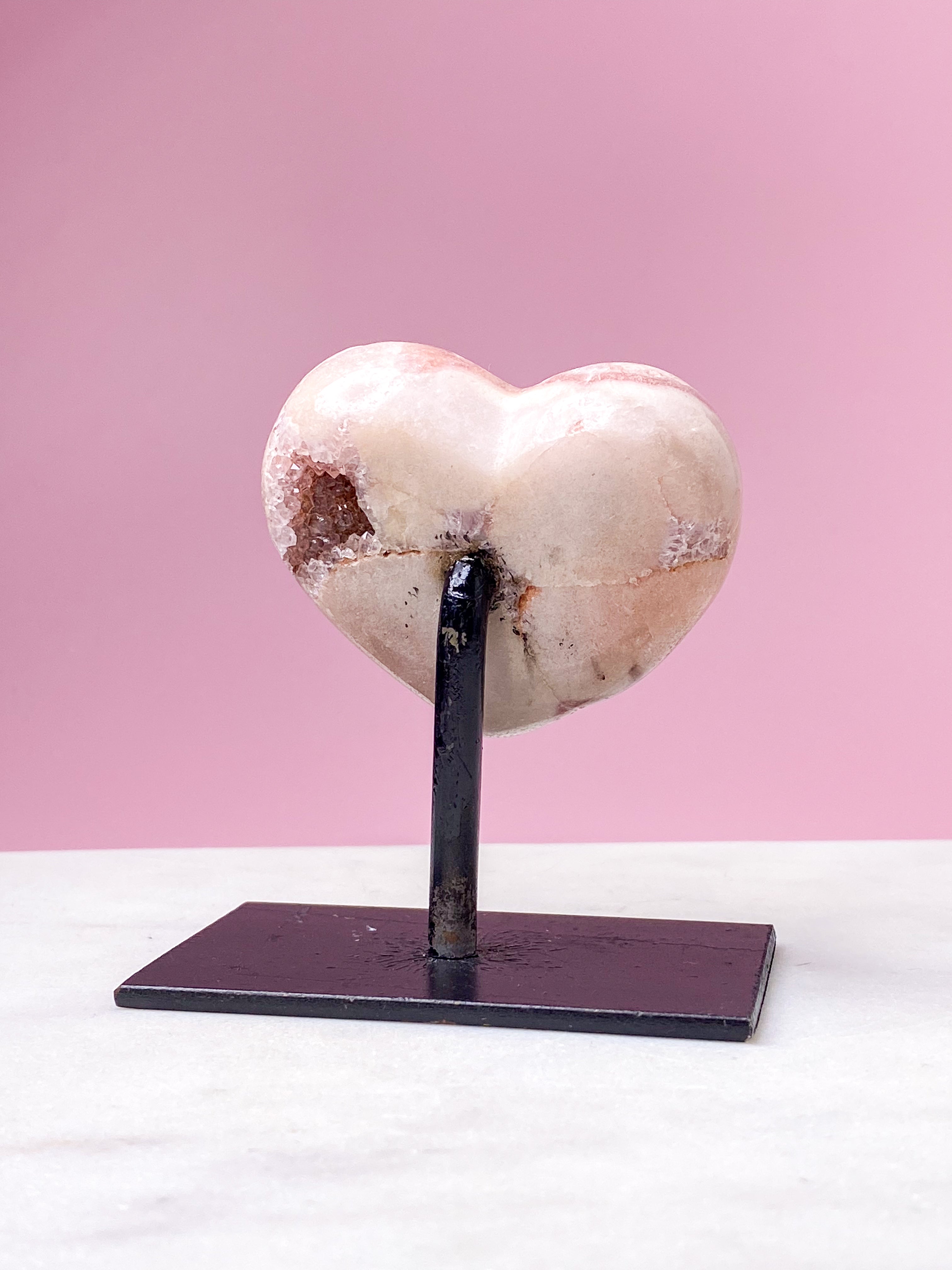 Druzy Pink Ametyst Hjerte På Fod (Nr. 2)