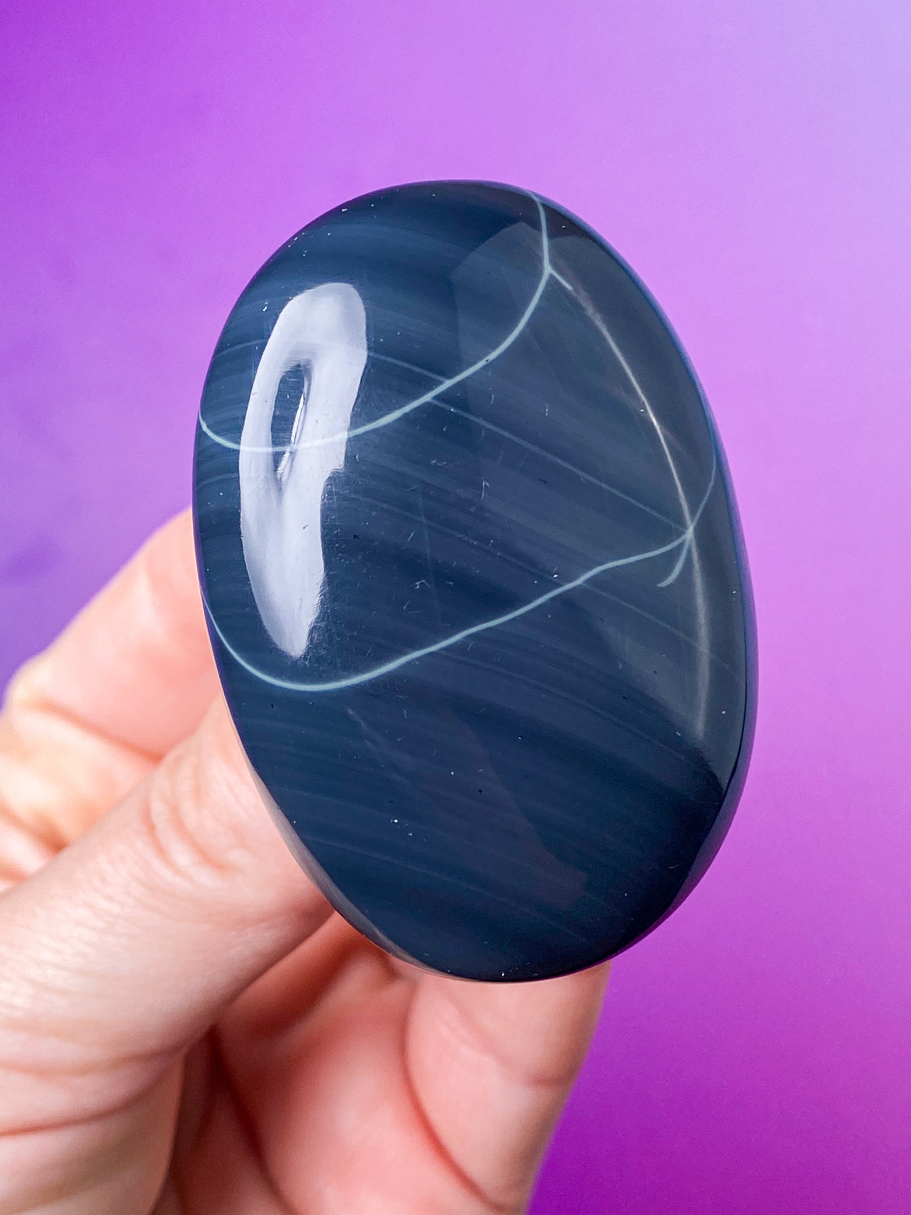 Spiderweb Obsidian Palmstone (Nr. 6)