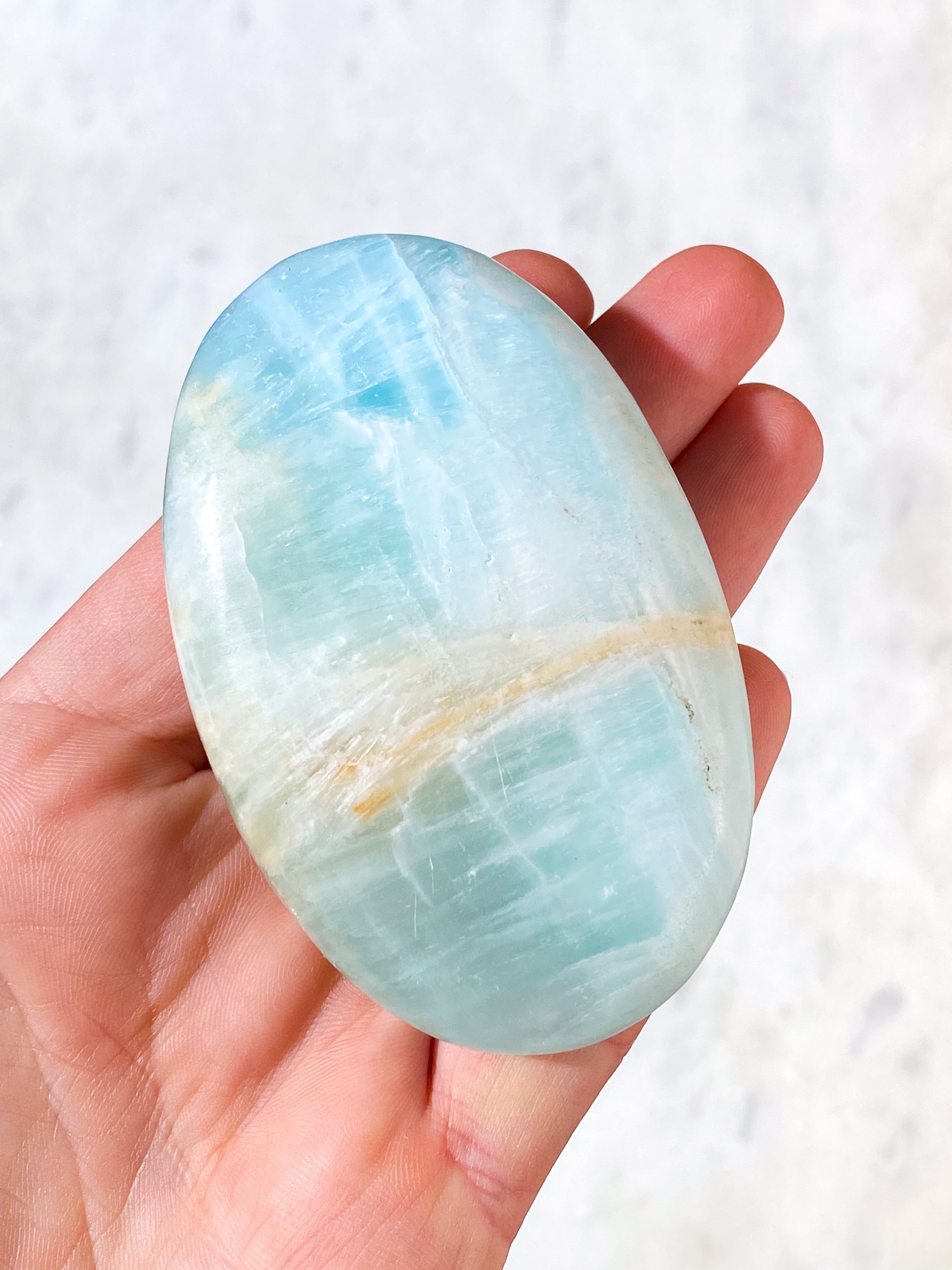 Caribisk Calcit Palmstone (Nr. 5)