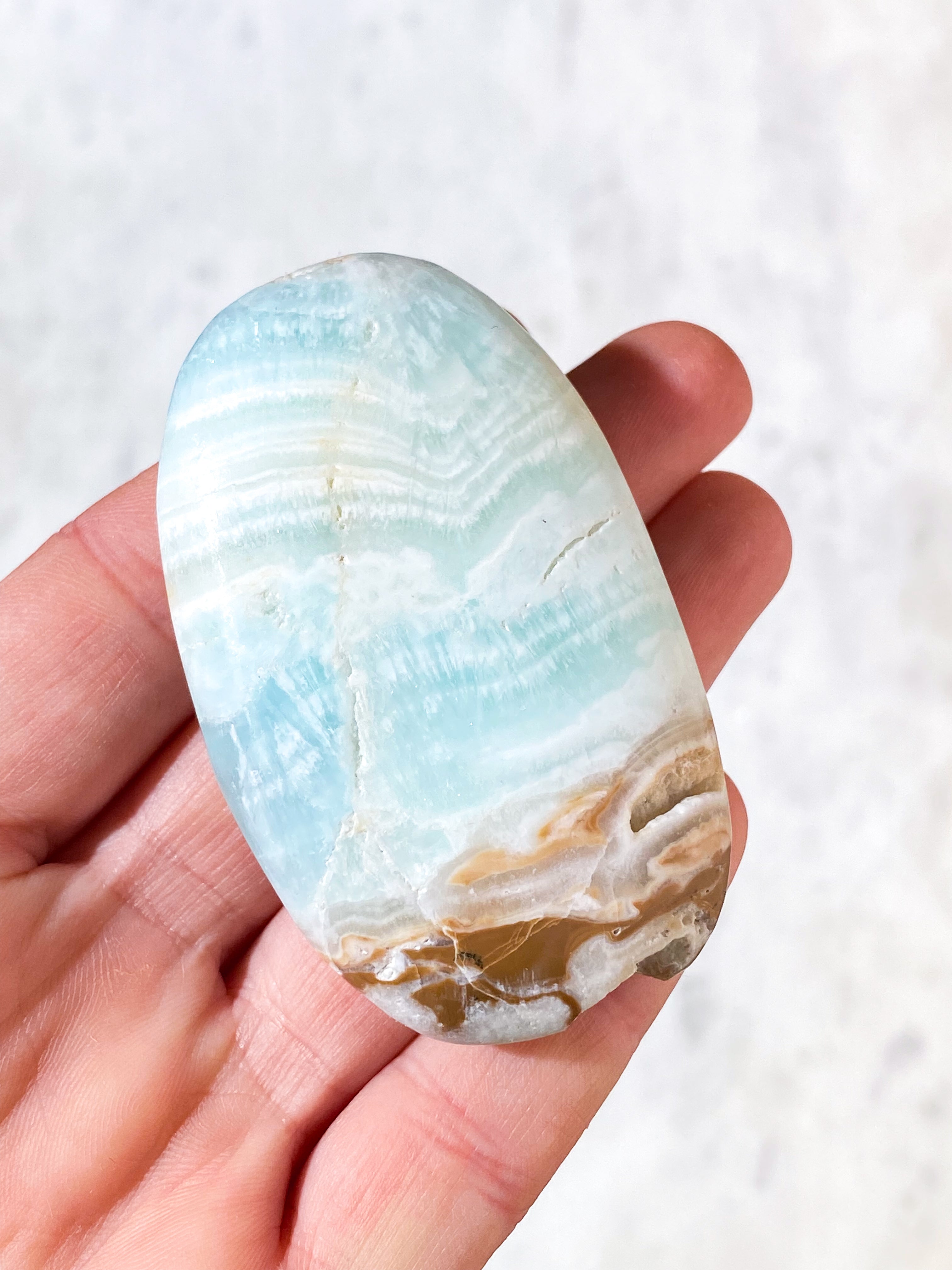 Caribisk Calcit Palmstone (Nr. 8)