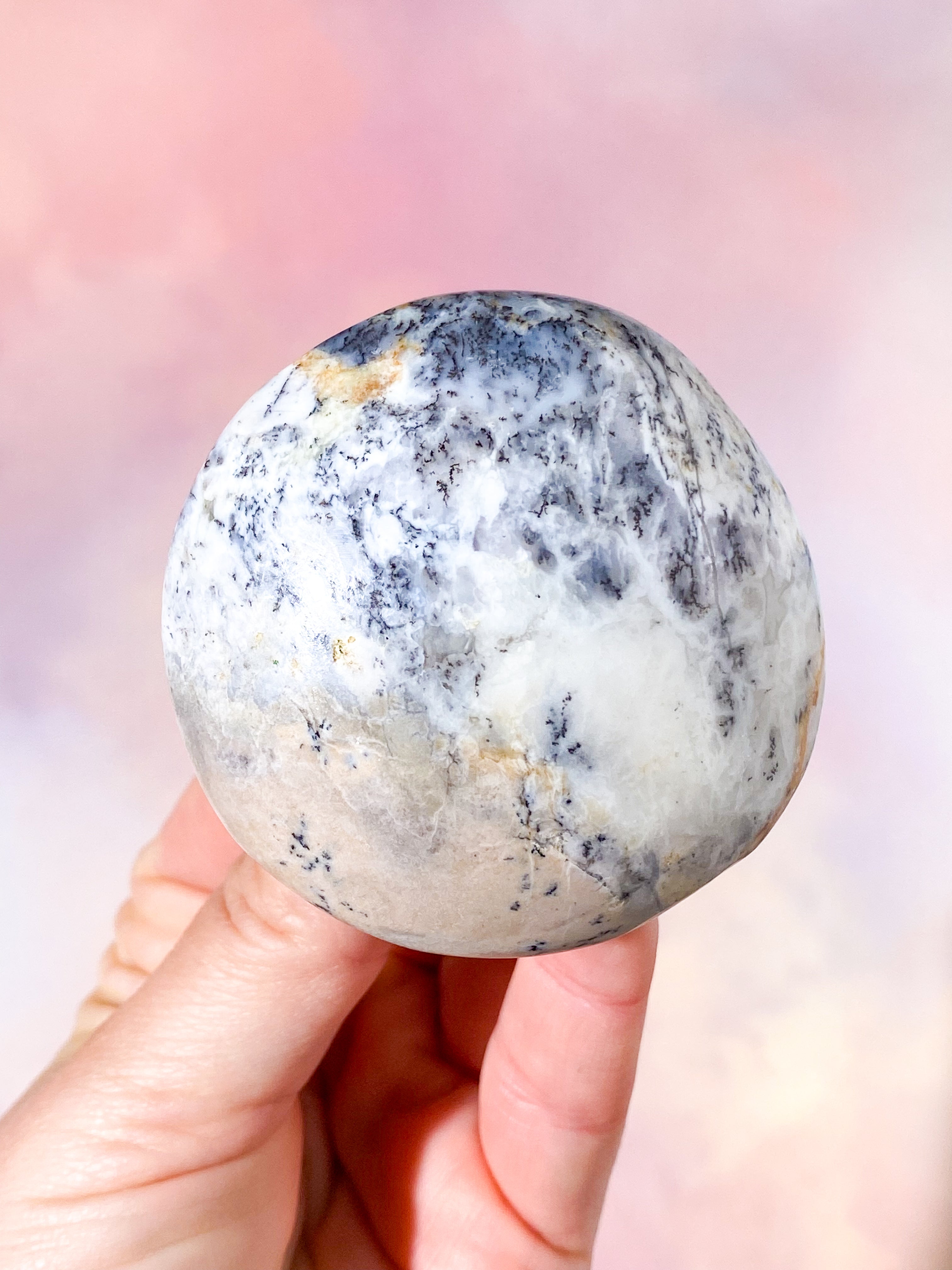 Grøn Dendrit Opal Palmstone (Nr. 1)
