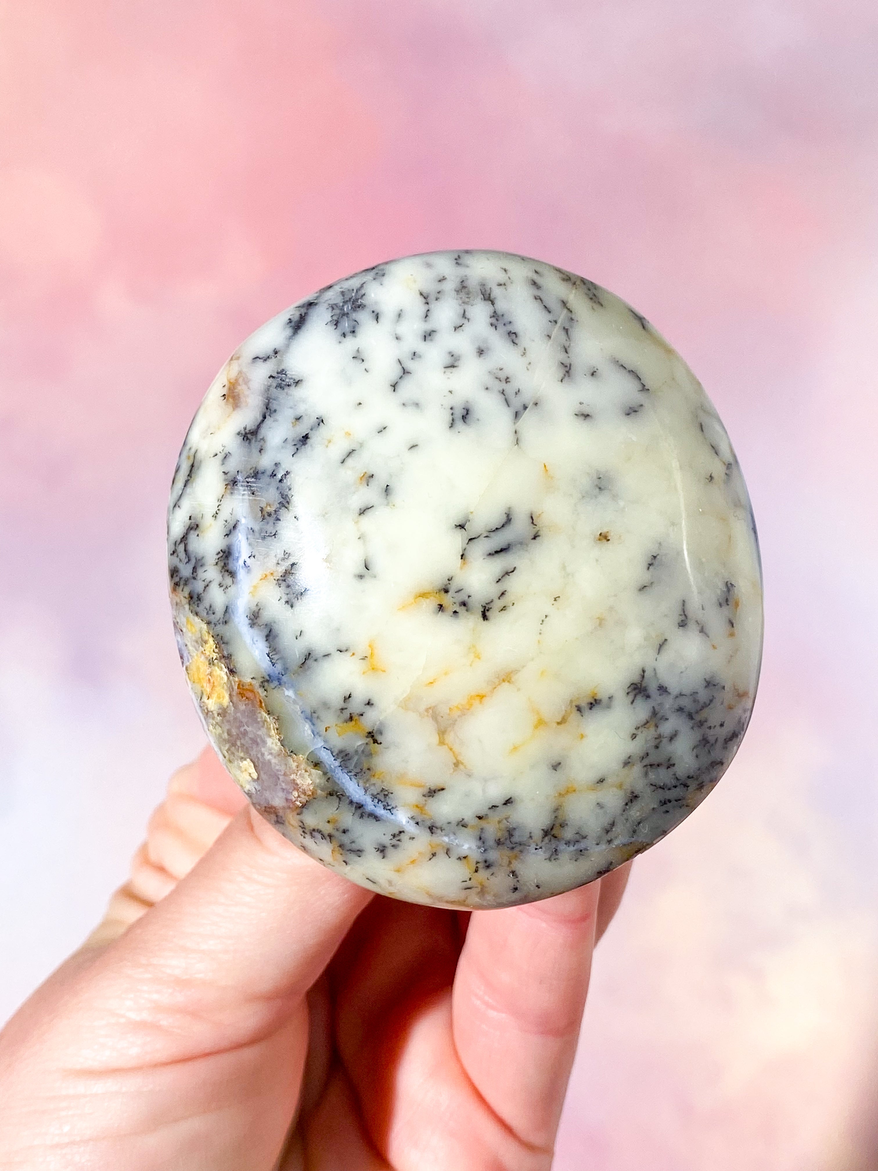 Grøn Dendrit Opal Palmstone (Nr. 3)