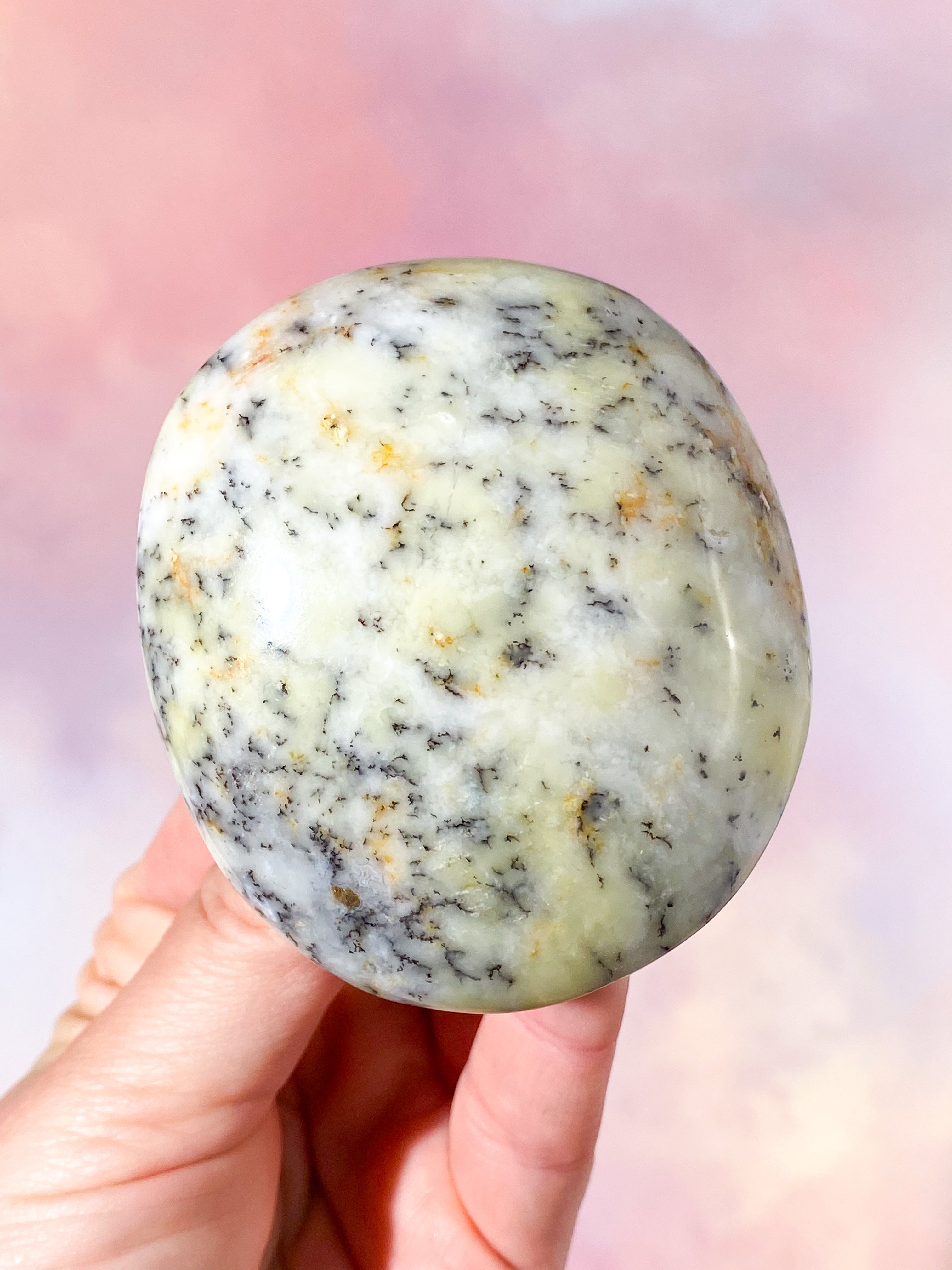Grøn Dendrit Opal Palmstone (Nr. 9)