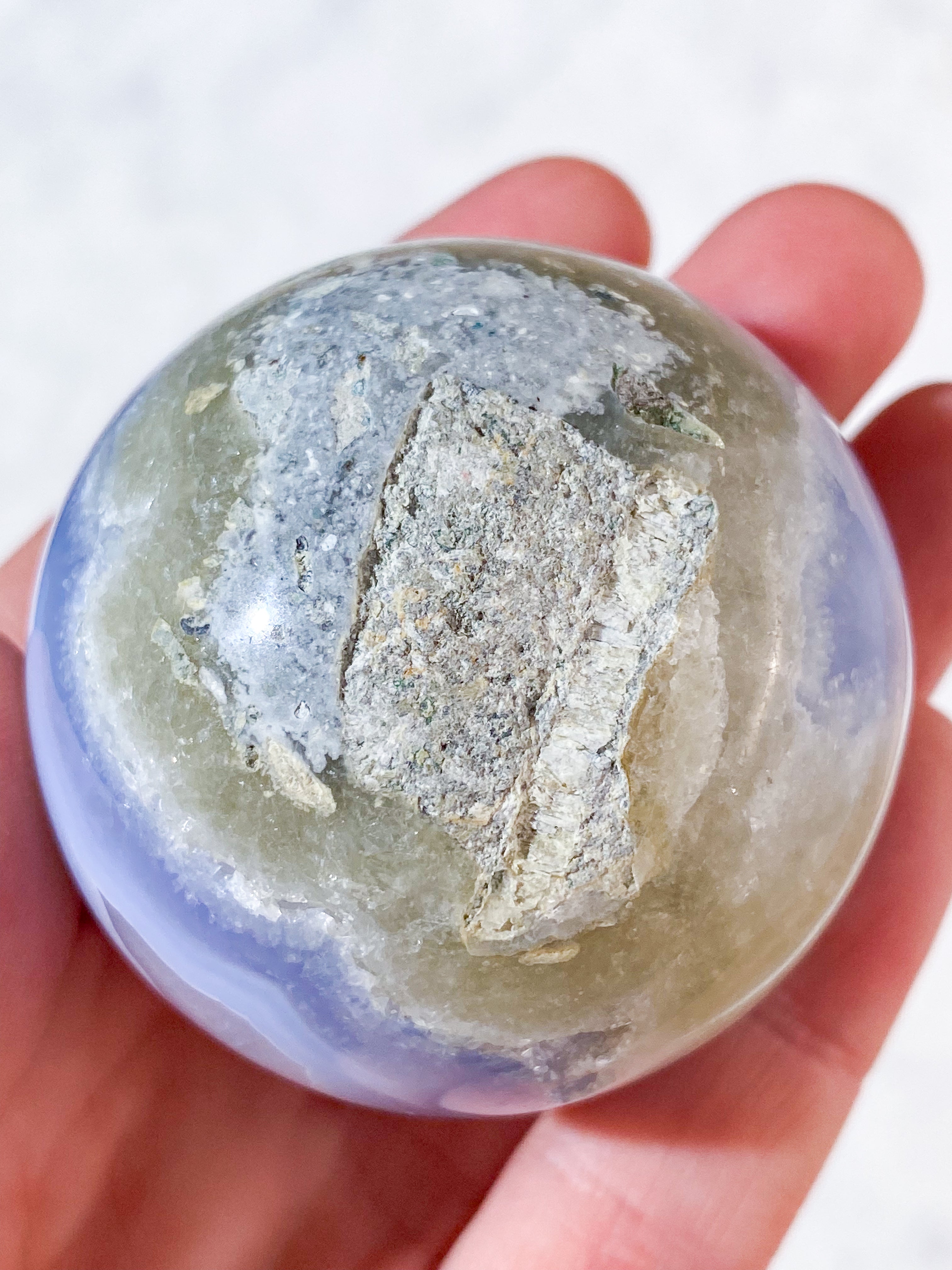 Druzy Blonde Agat Kugle (Nr. 1)