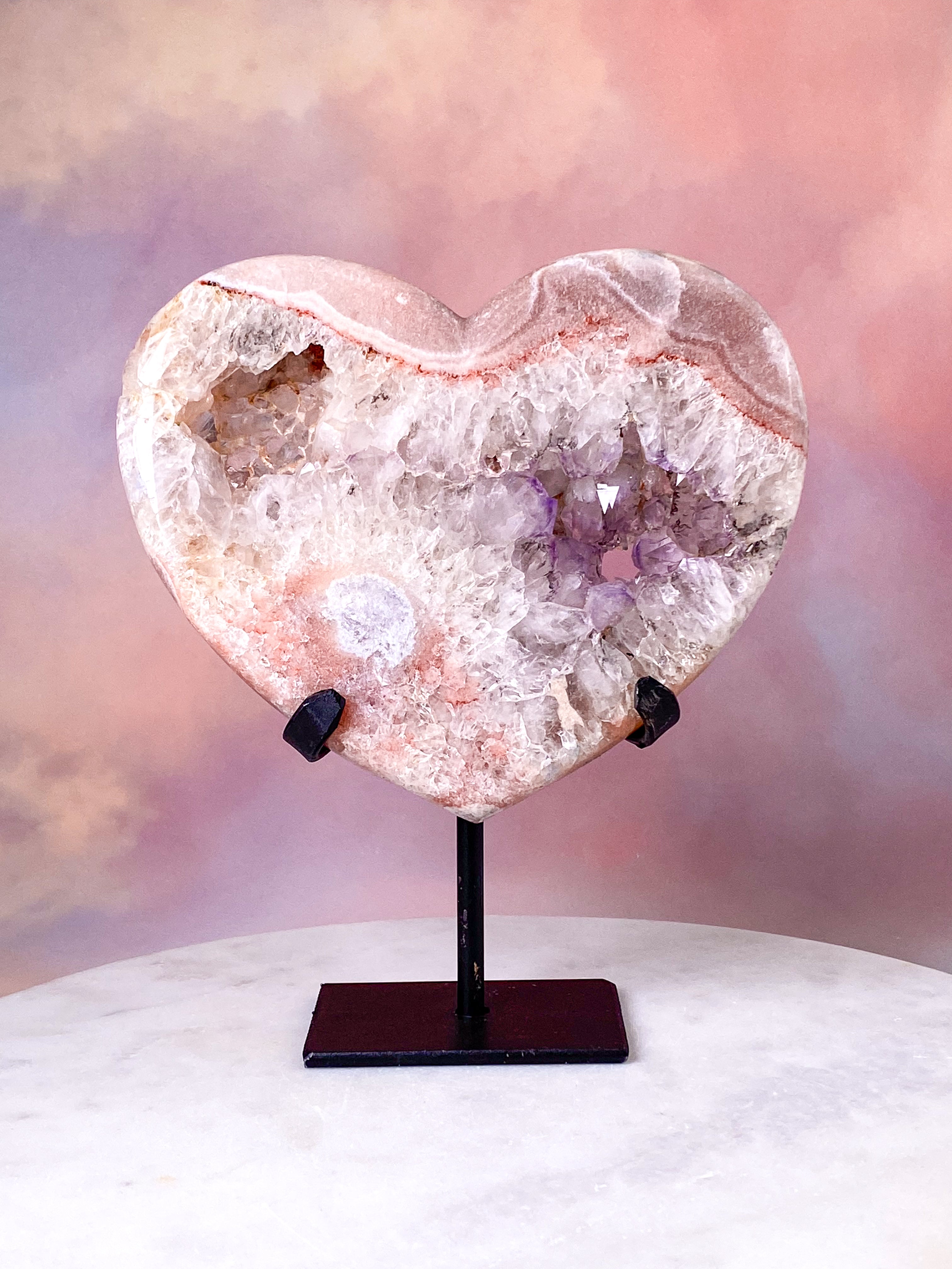 Druzy Pink Ametyst Hjerte På Fod (Nr. 1)