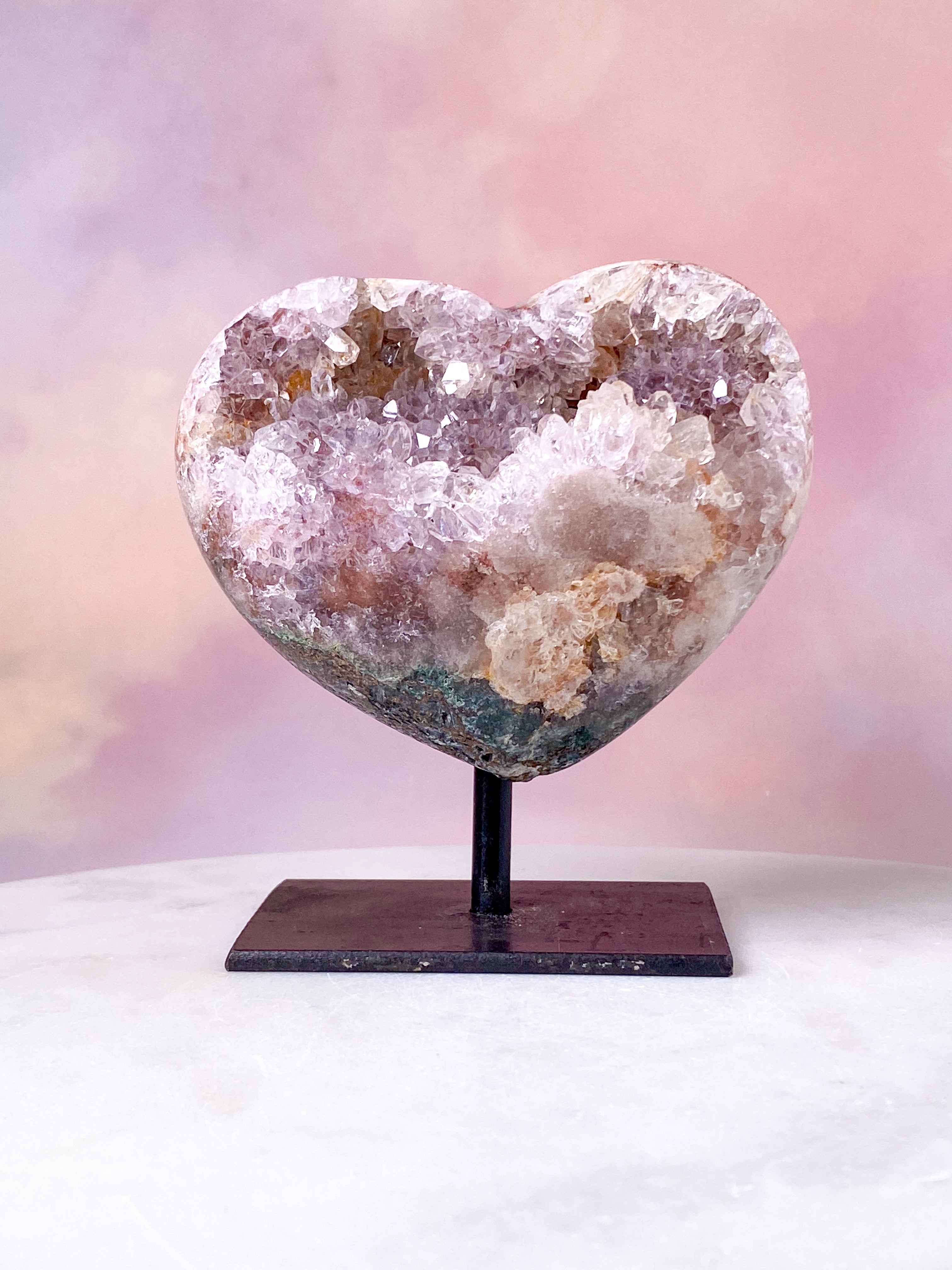 Druzy Pink Ametyst Hjerte På Fod (Nr. 6)