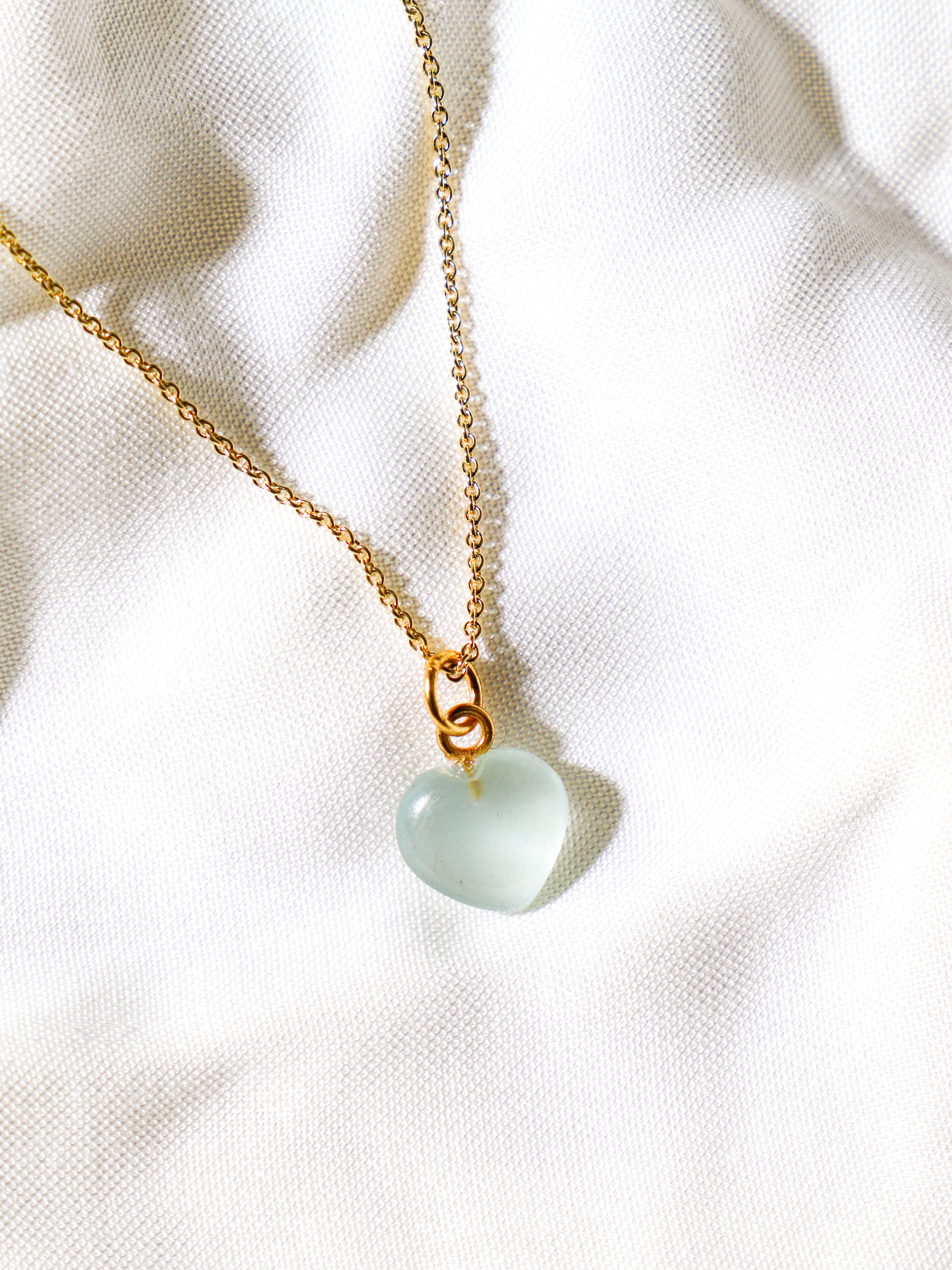Akvamarin MINI Hjerte Halskæde
