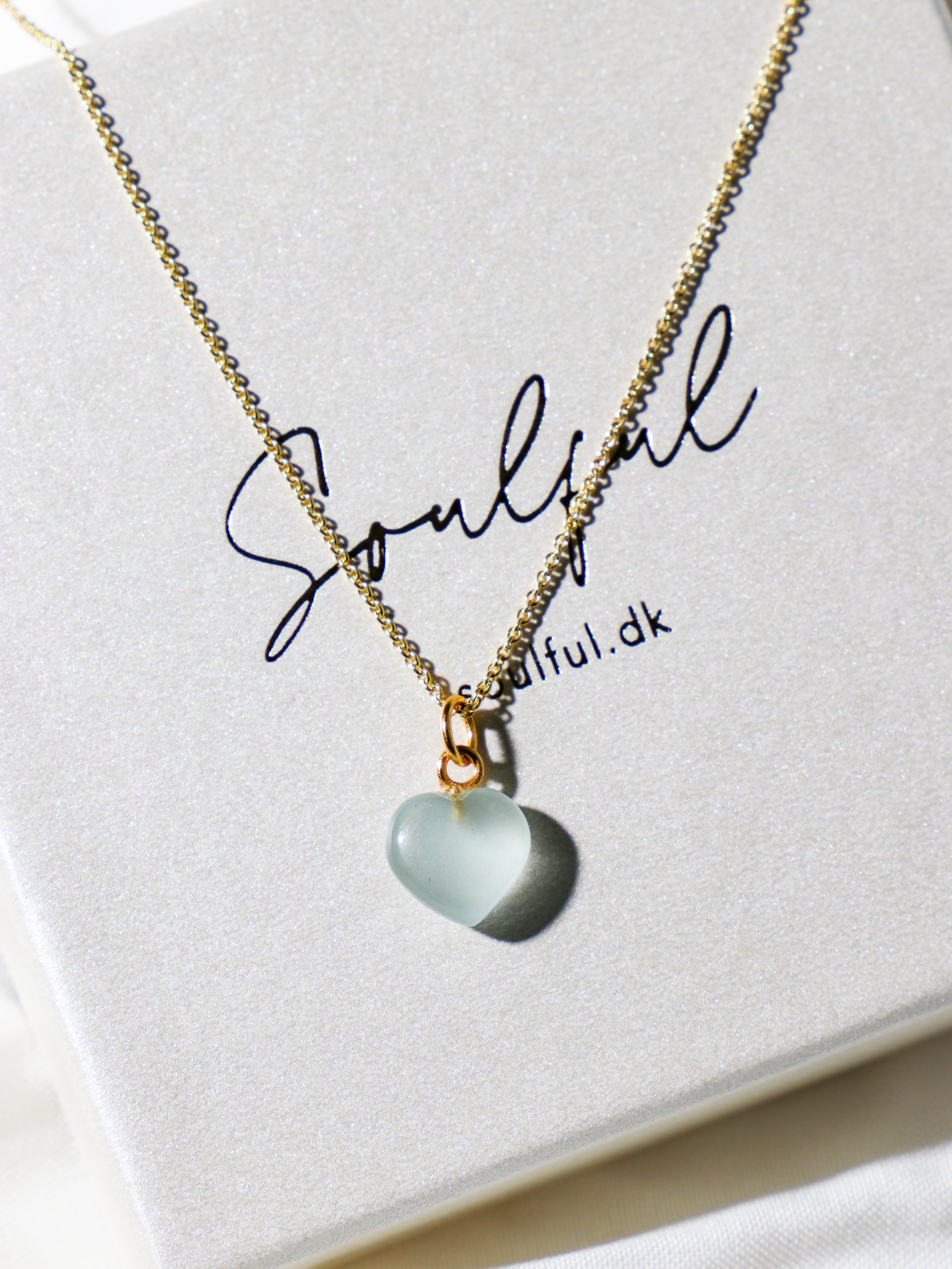 Akvamarin MINI Hjerte Halskæde
