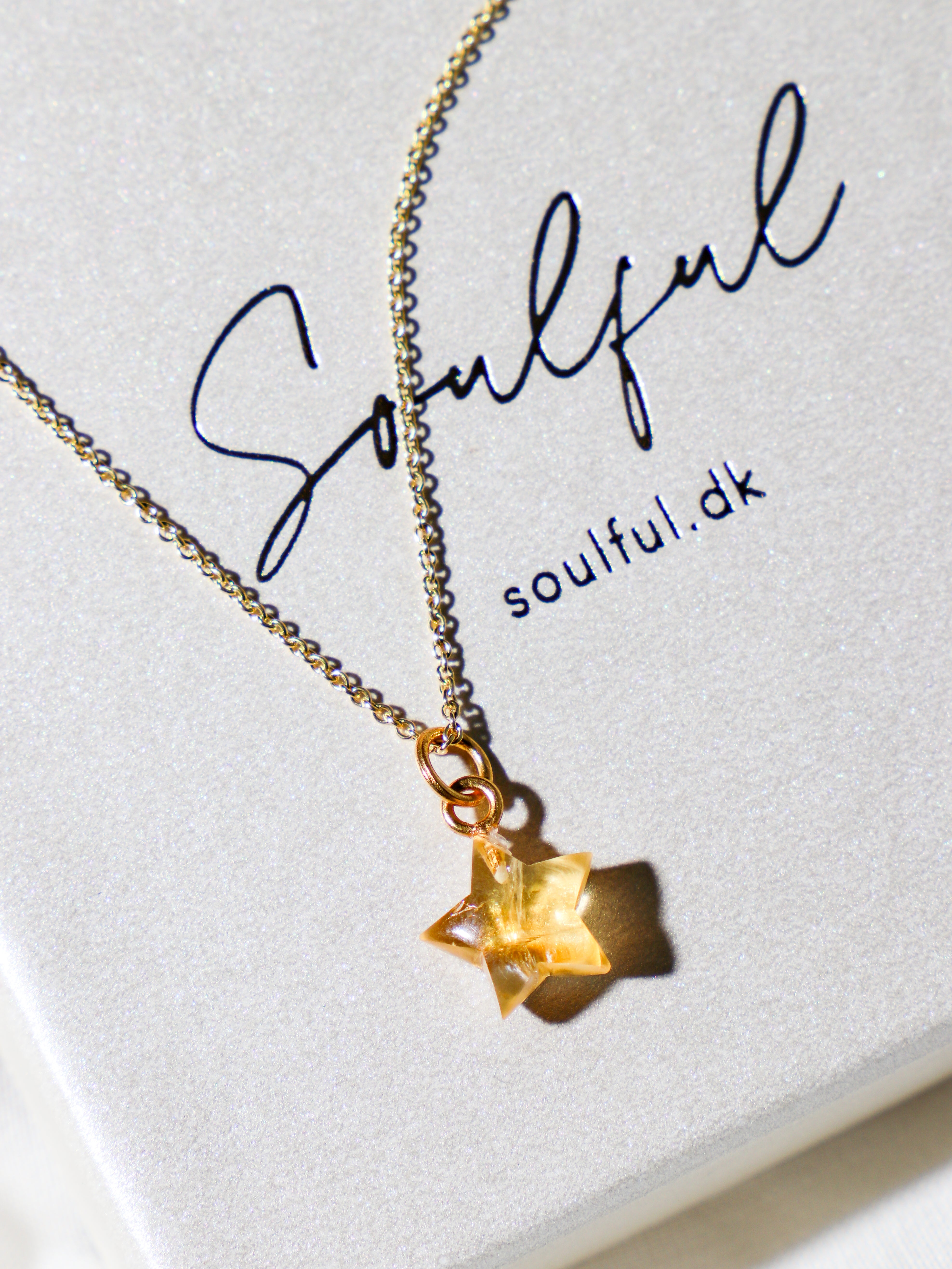 Citrin MINI Stjerne Halskæde