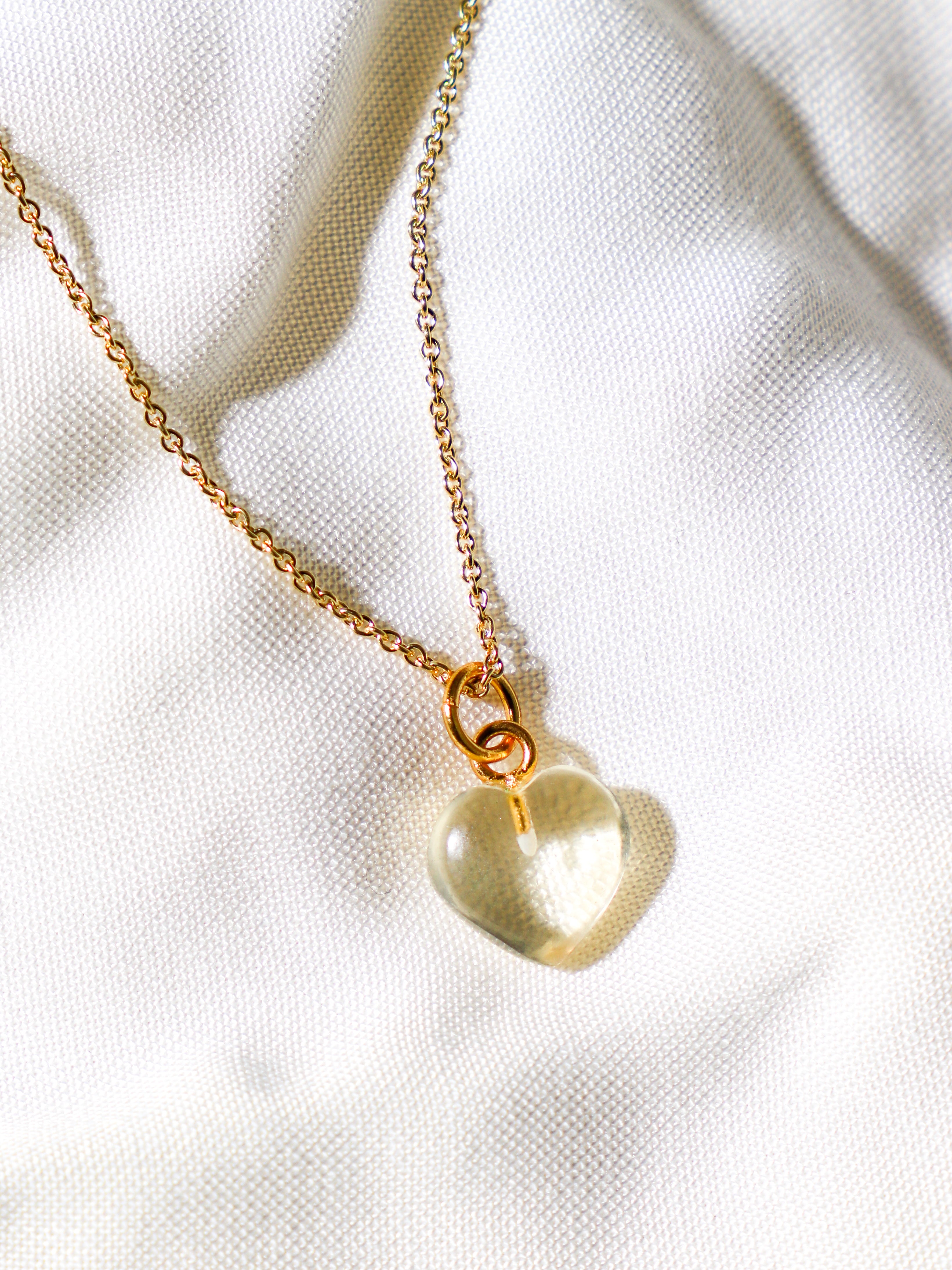 Citrin MINI Hjerte Halskæde