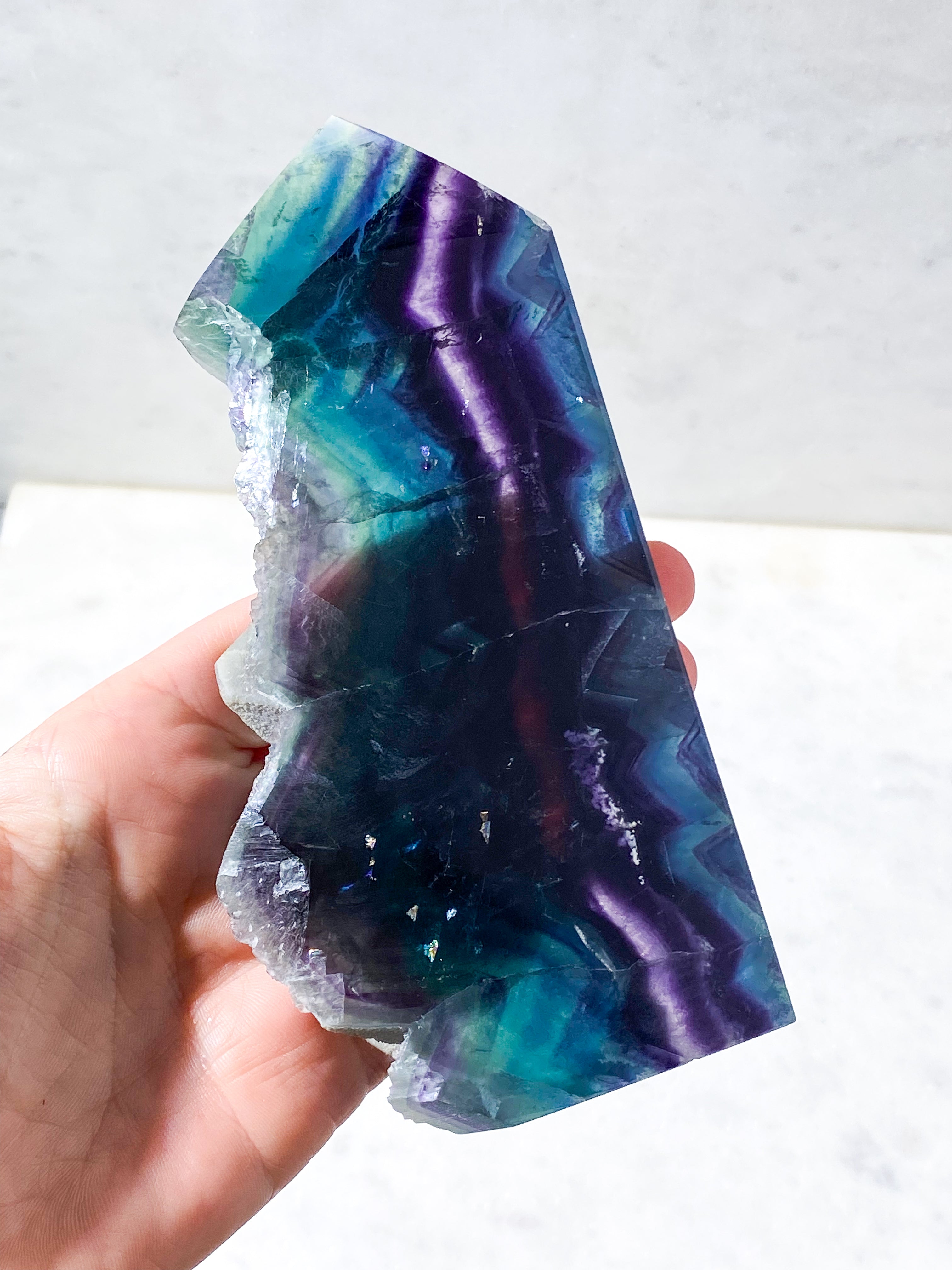 Regnbue Fluorit Rå Tårn (Nr. 3)