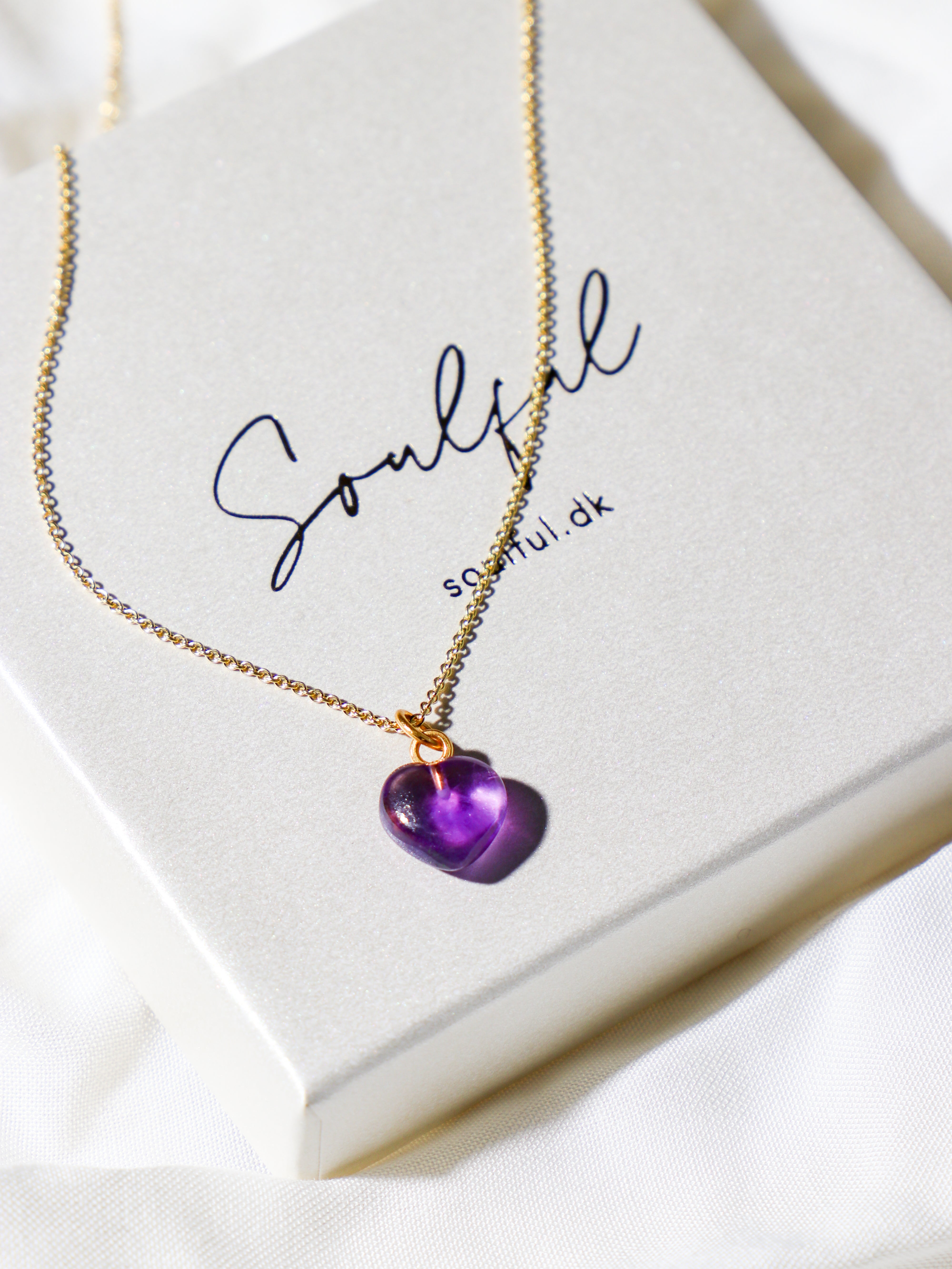 Ametyst MINI Hjerte Halskæde