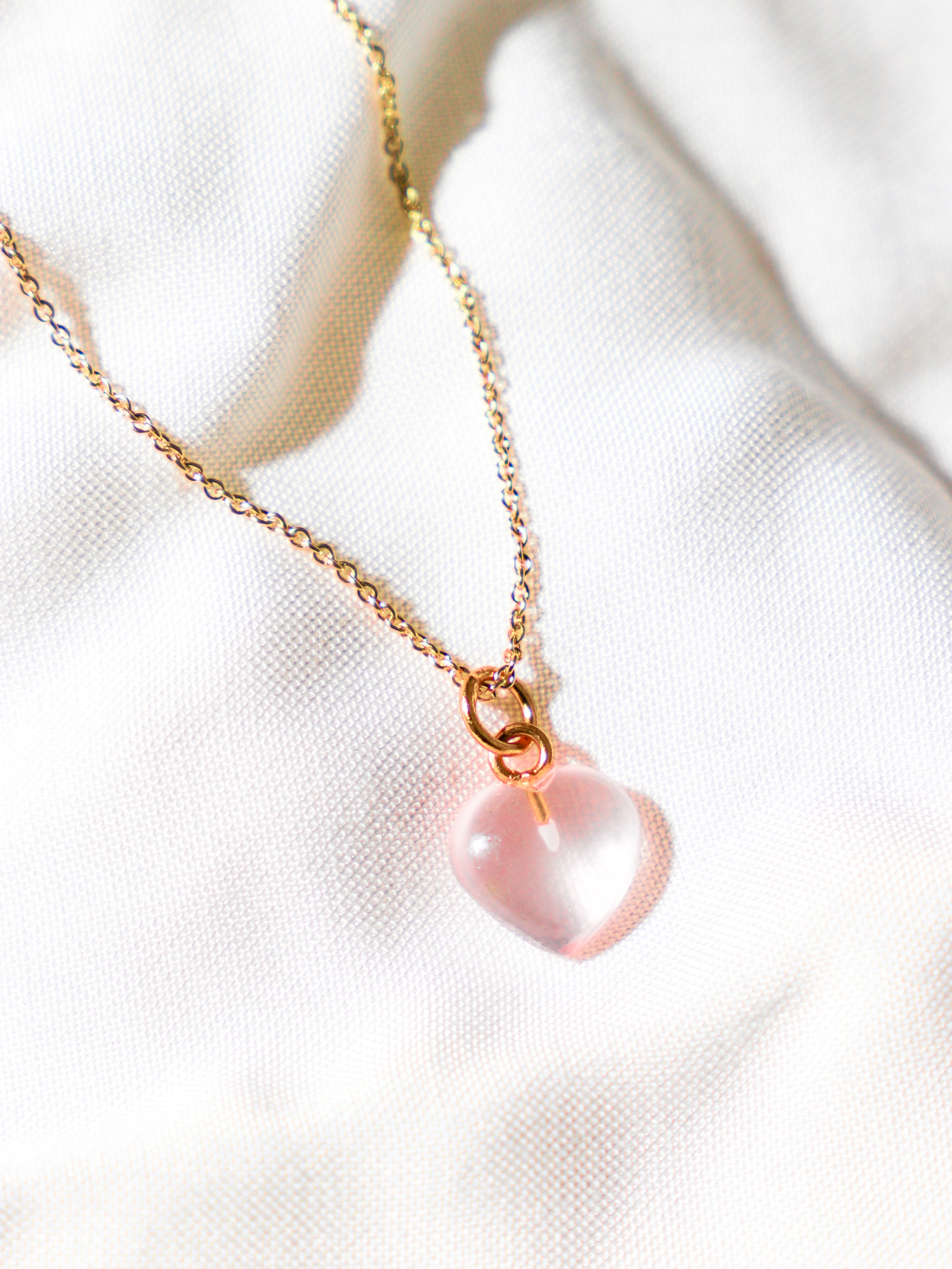 Rosakvarts MINI Hjerte Halskæde