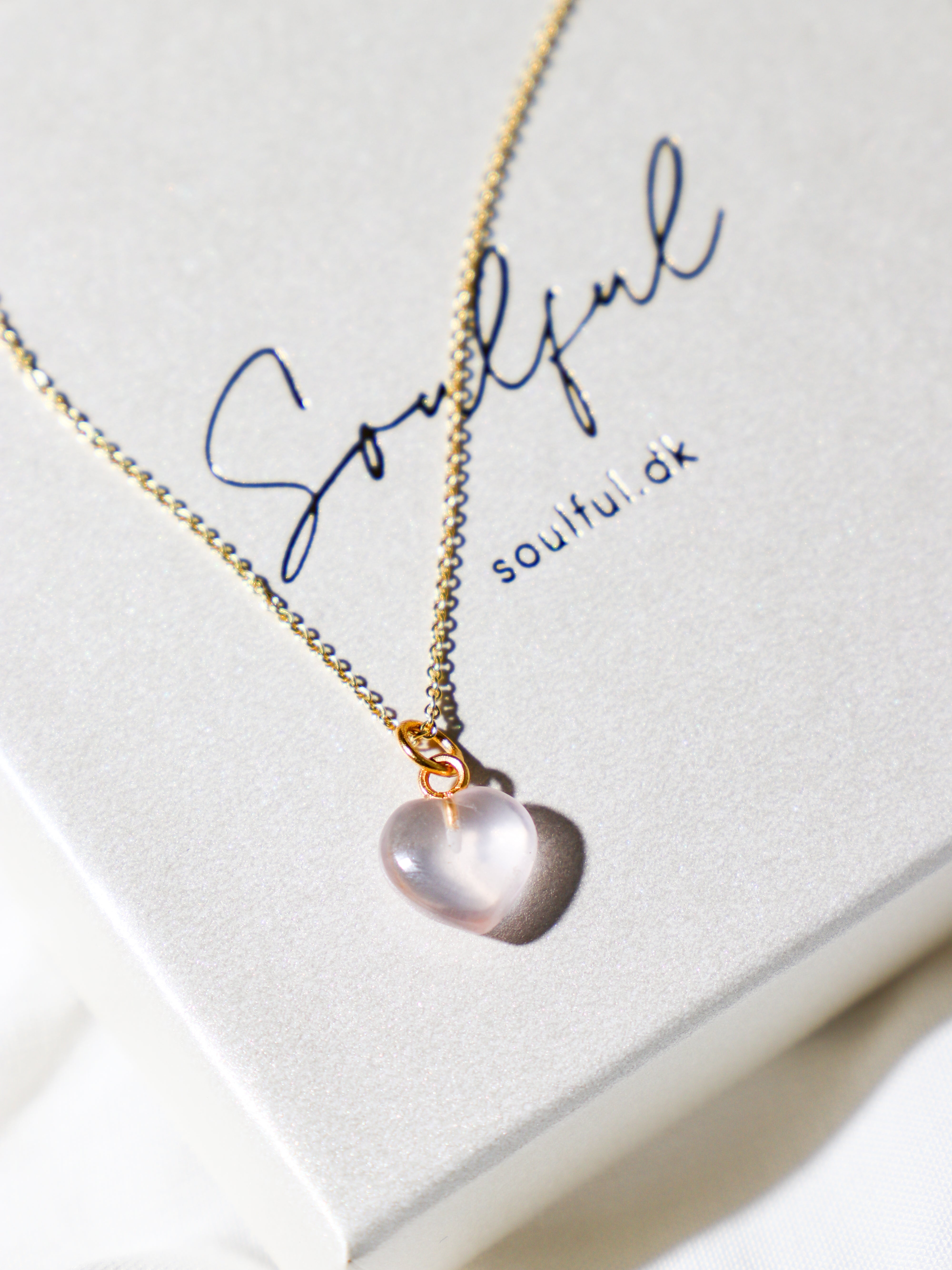 Rosakvarts MINI Hjerte Halskæde