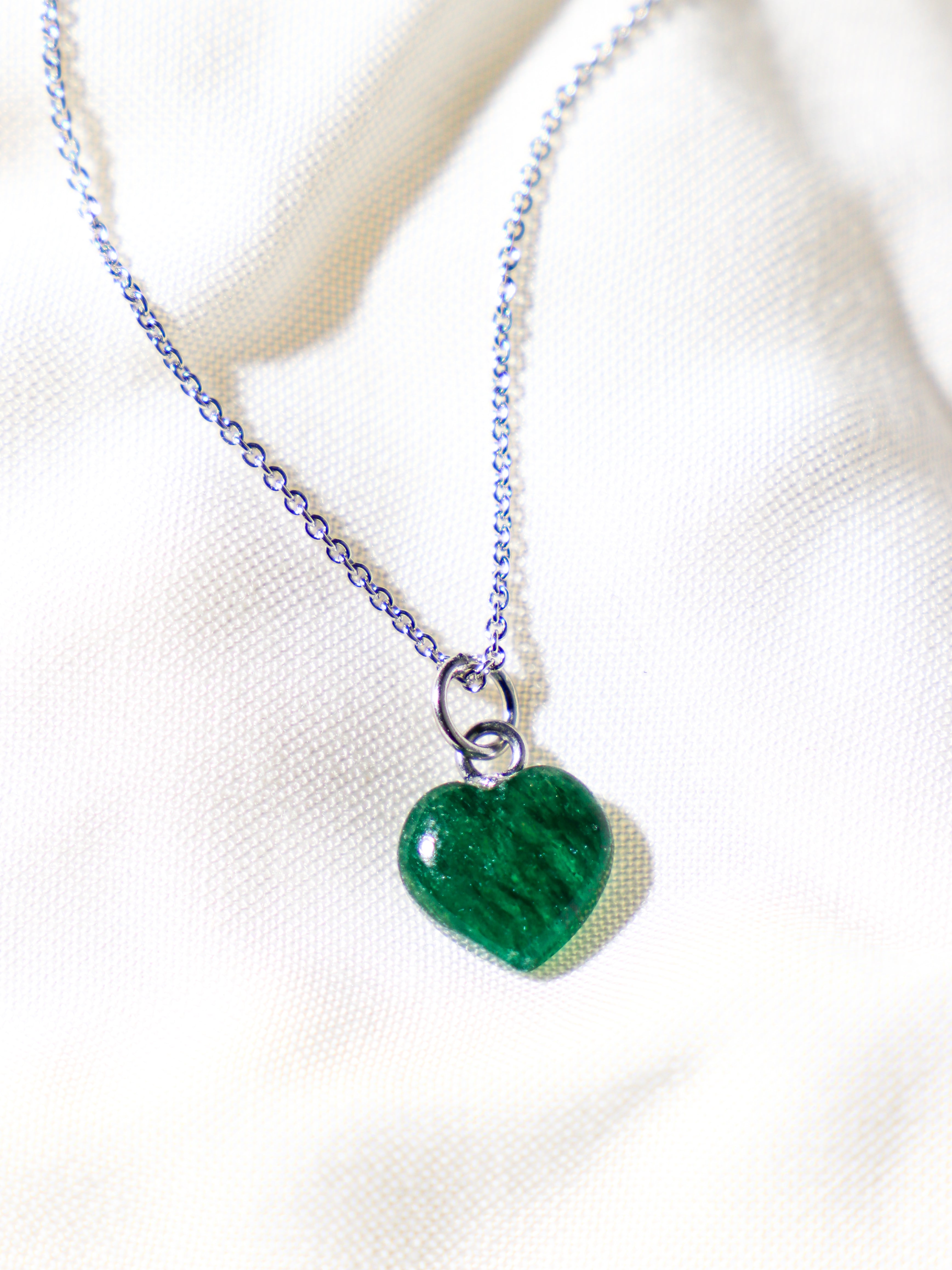 Grøn Aventurin MINI Hjerte Halskæde